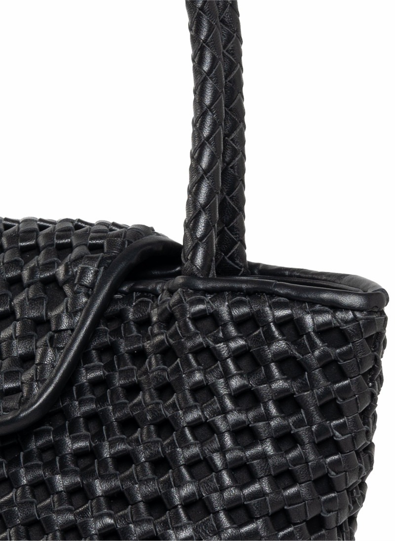 Courrier Tote Woven Leather Black 4
