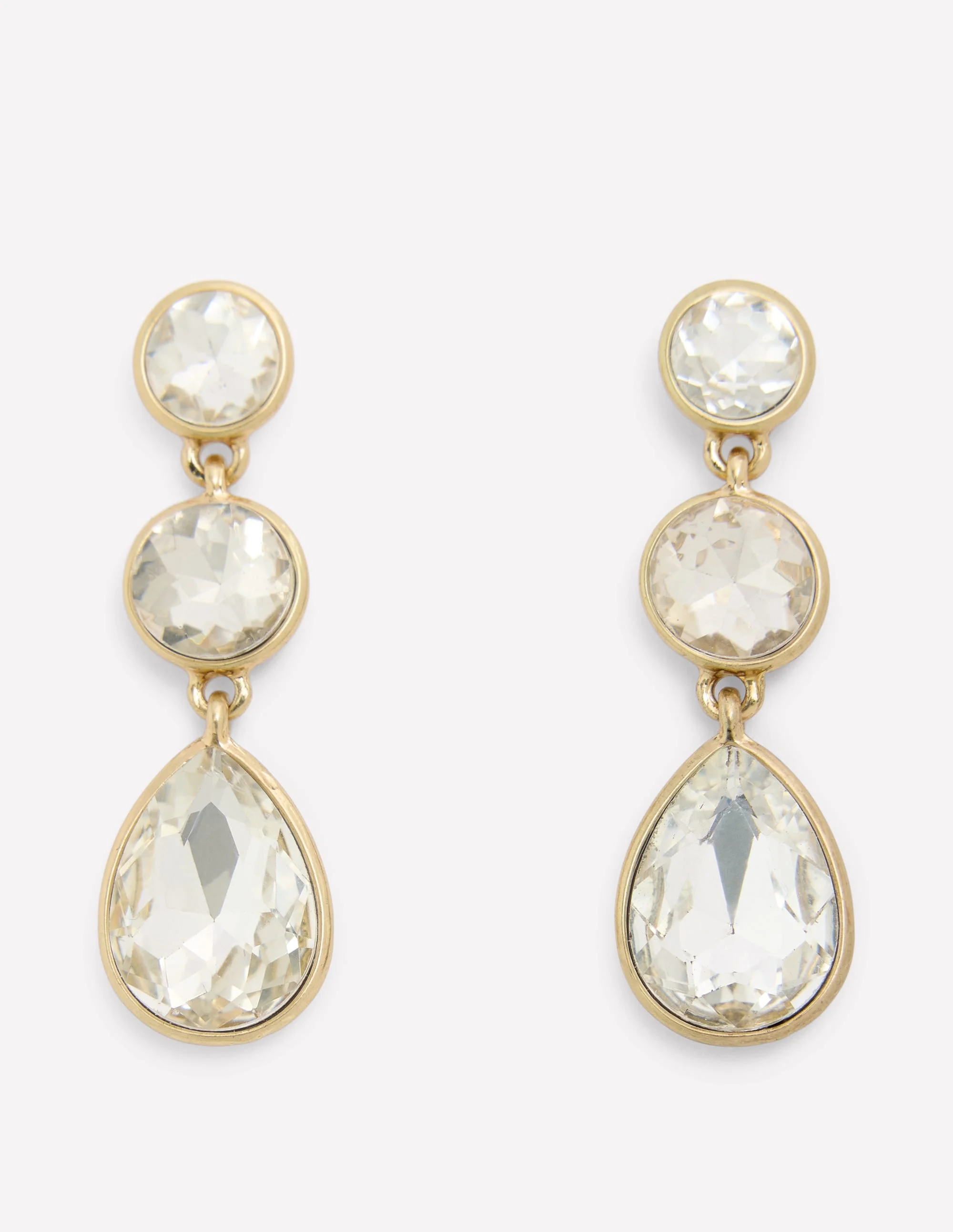 Small Jewel Drop Earrings-Clear - 1