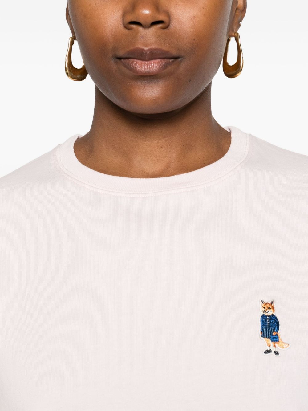 fox-embroidered cotton T-shirt - 5