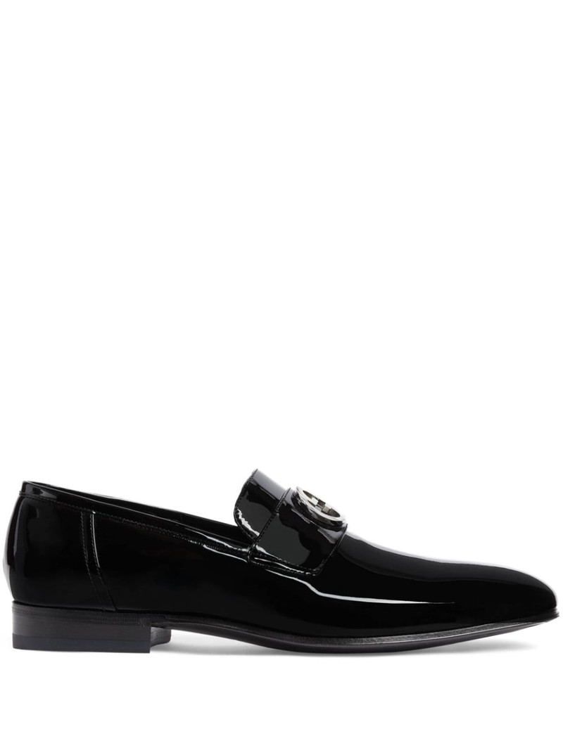 logo-plaque leather loafers 1