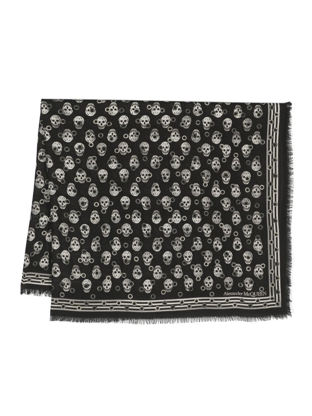 wool skull-print scarf - 1