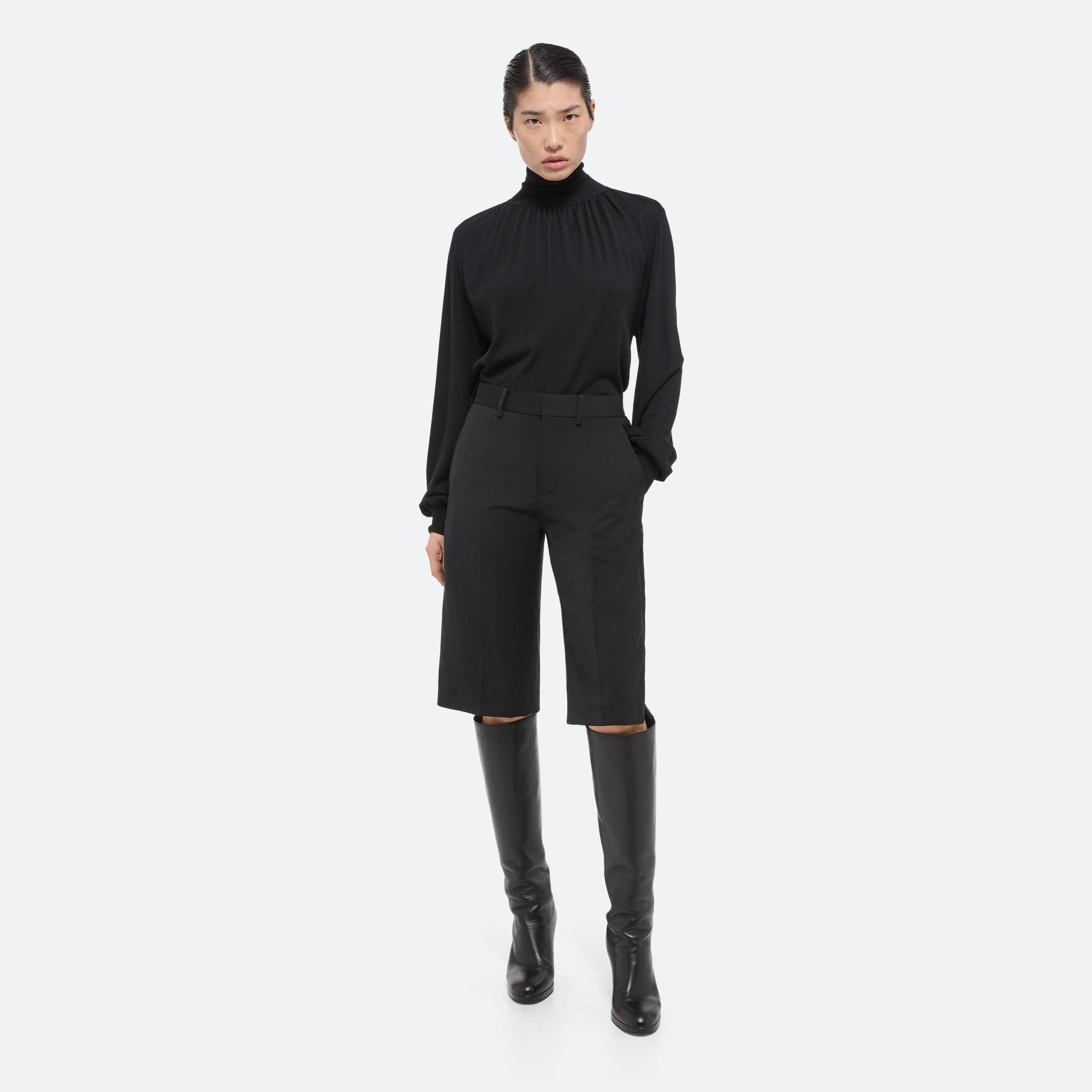 RUCHED WOOL-SILK TURTLENECK - 2
