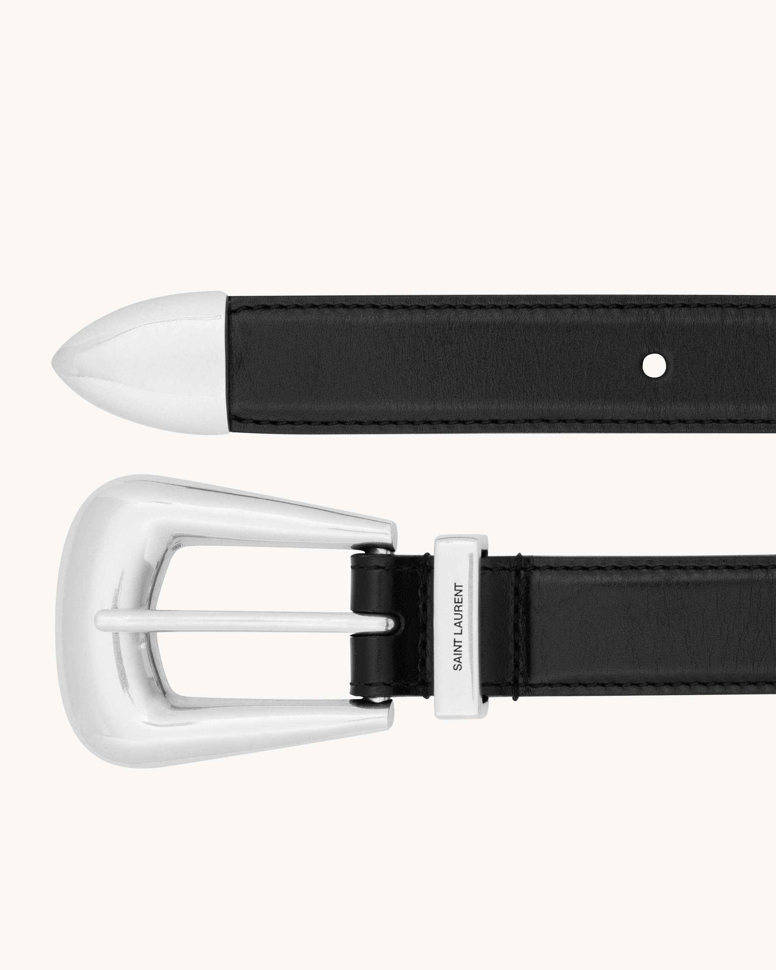 FOLK BUCKLE BELT IN SMOOTH LEATHER - 3