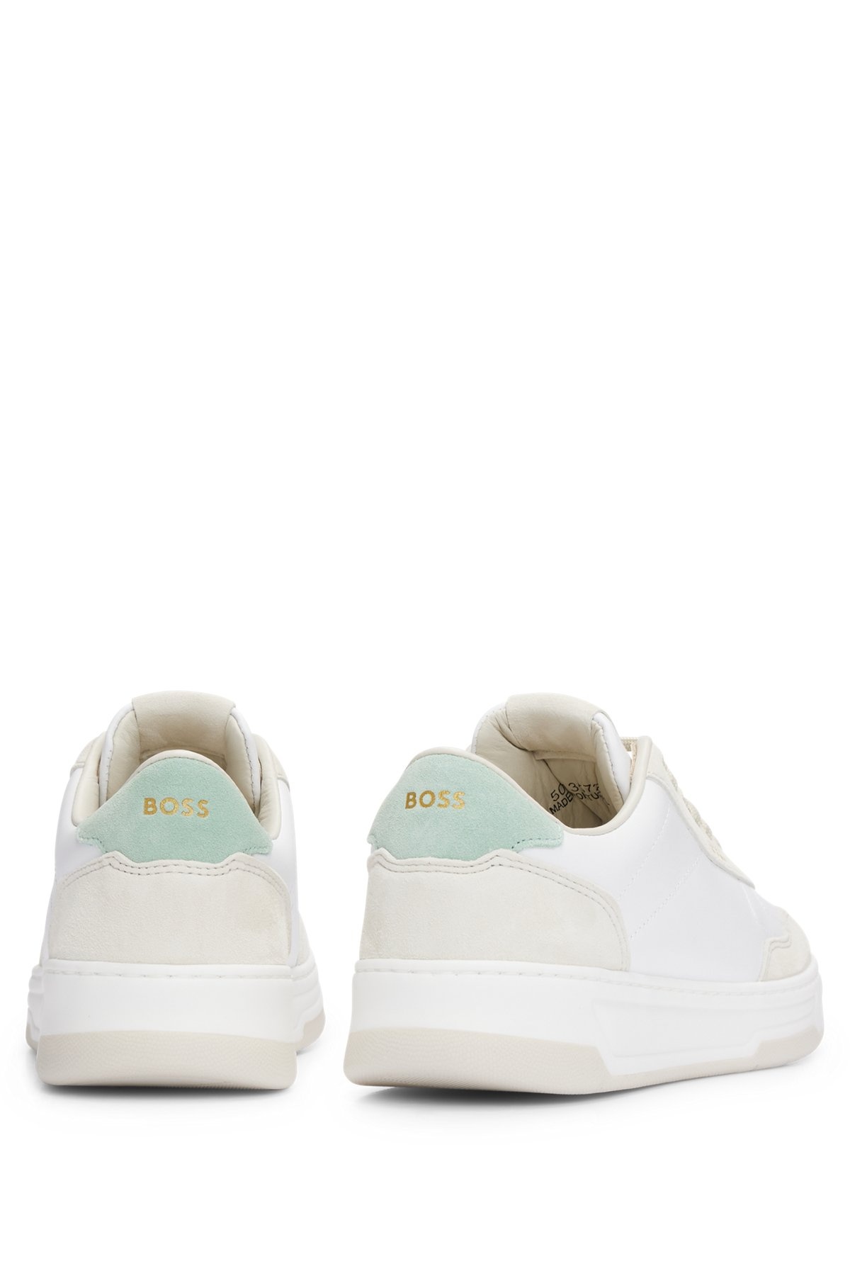 BRANDED LACE-UP TRAINERS IN LEATHER AND NUBUCK - 6