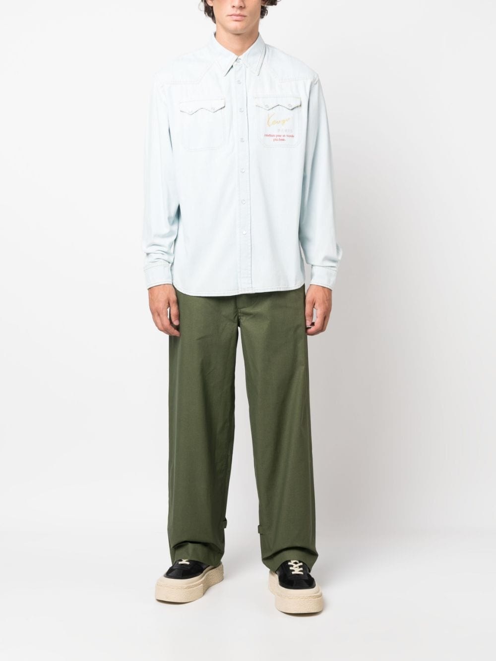Cowboy logo-embroidered denim shirt - 2