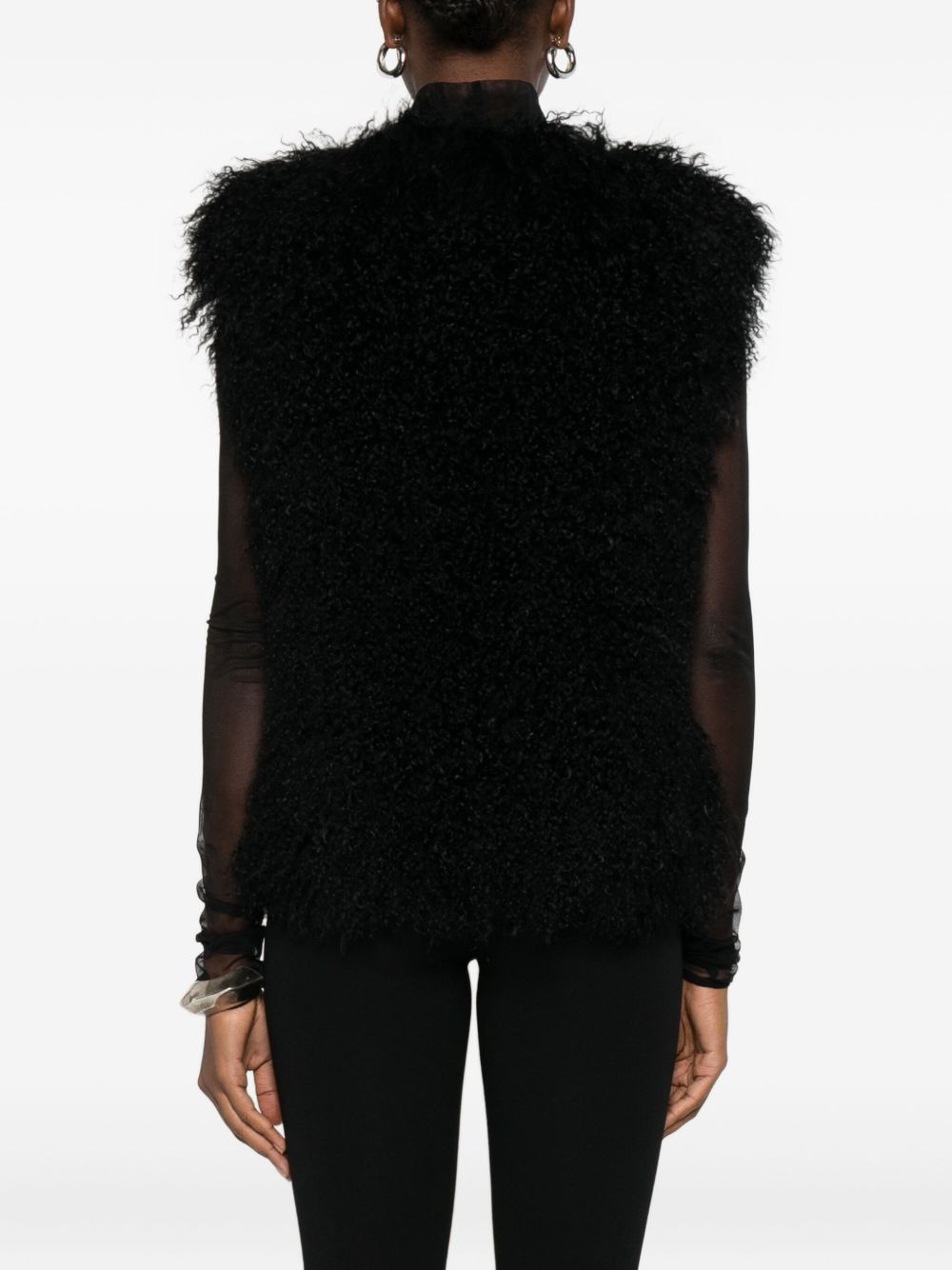 sleeveless curly-fur vest - 4