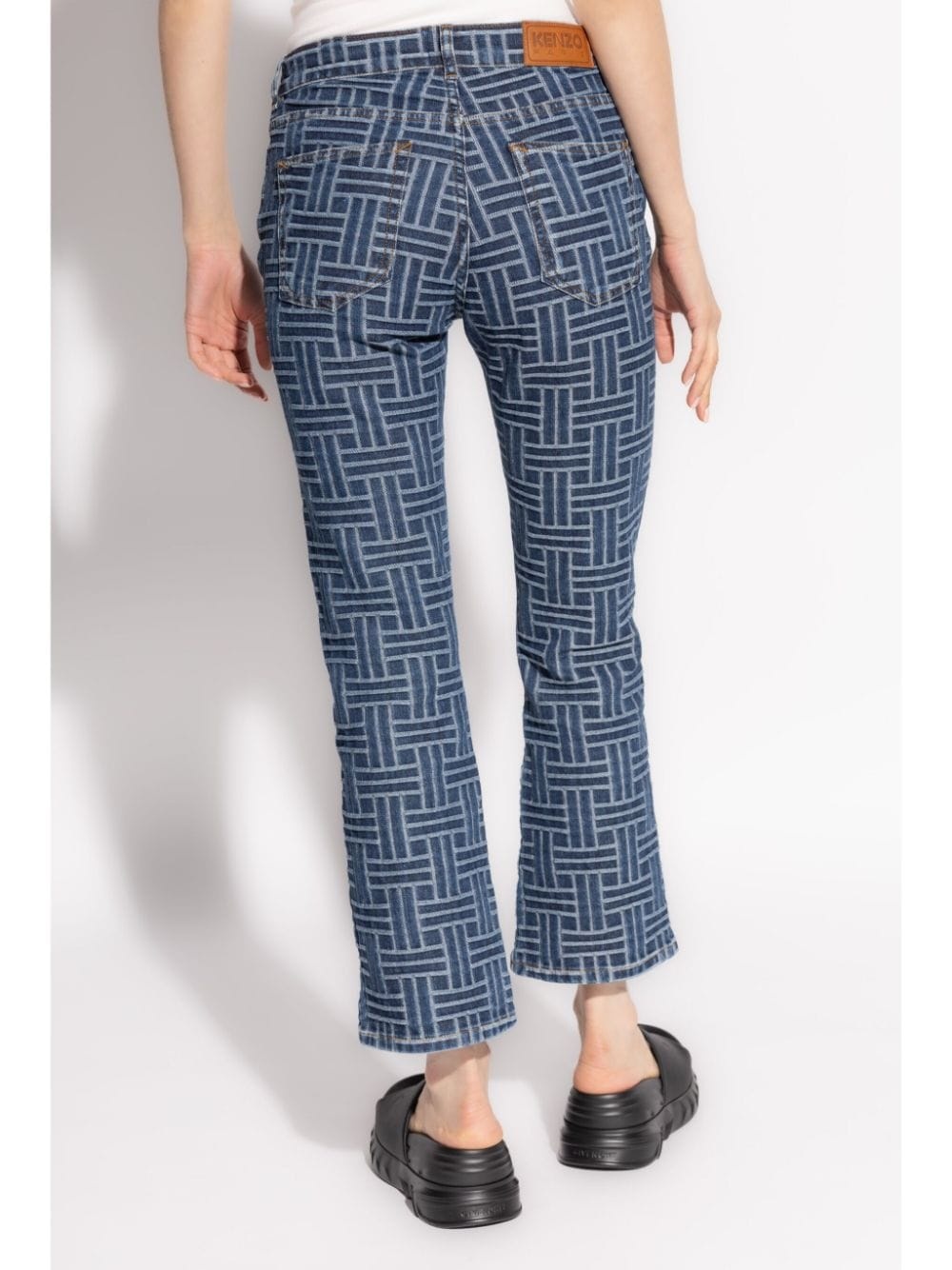 pattern jacquard flared jeans - 4