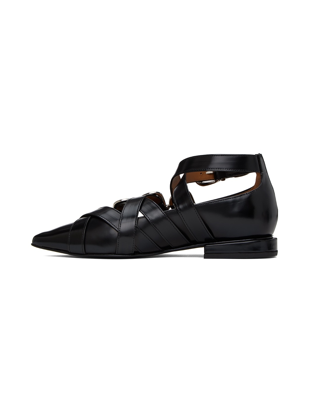 Black Criss-Cross Ballerina Flats - 3