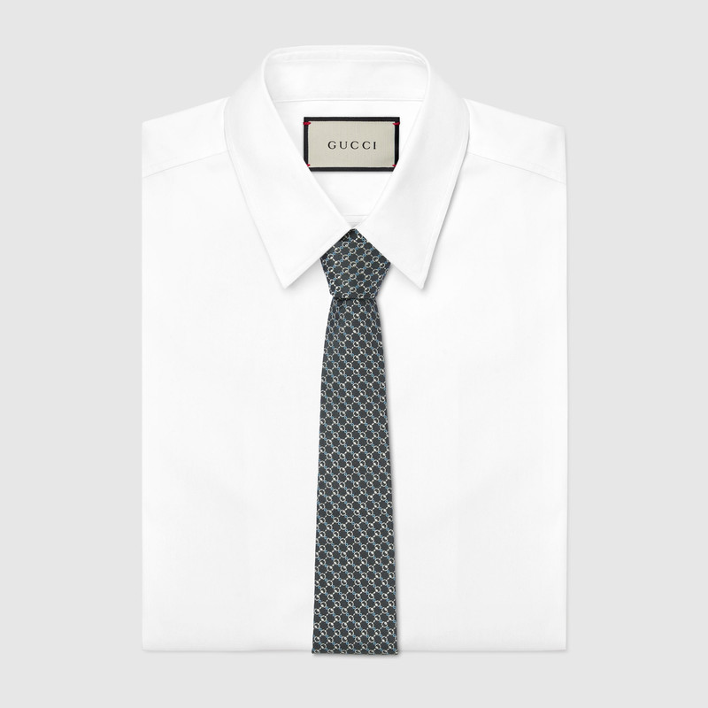 GUCCI Horsebit silk jacquard tie outlook