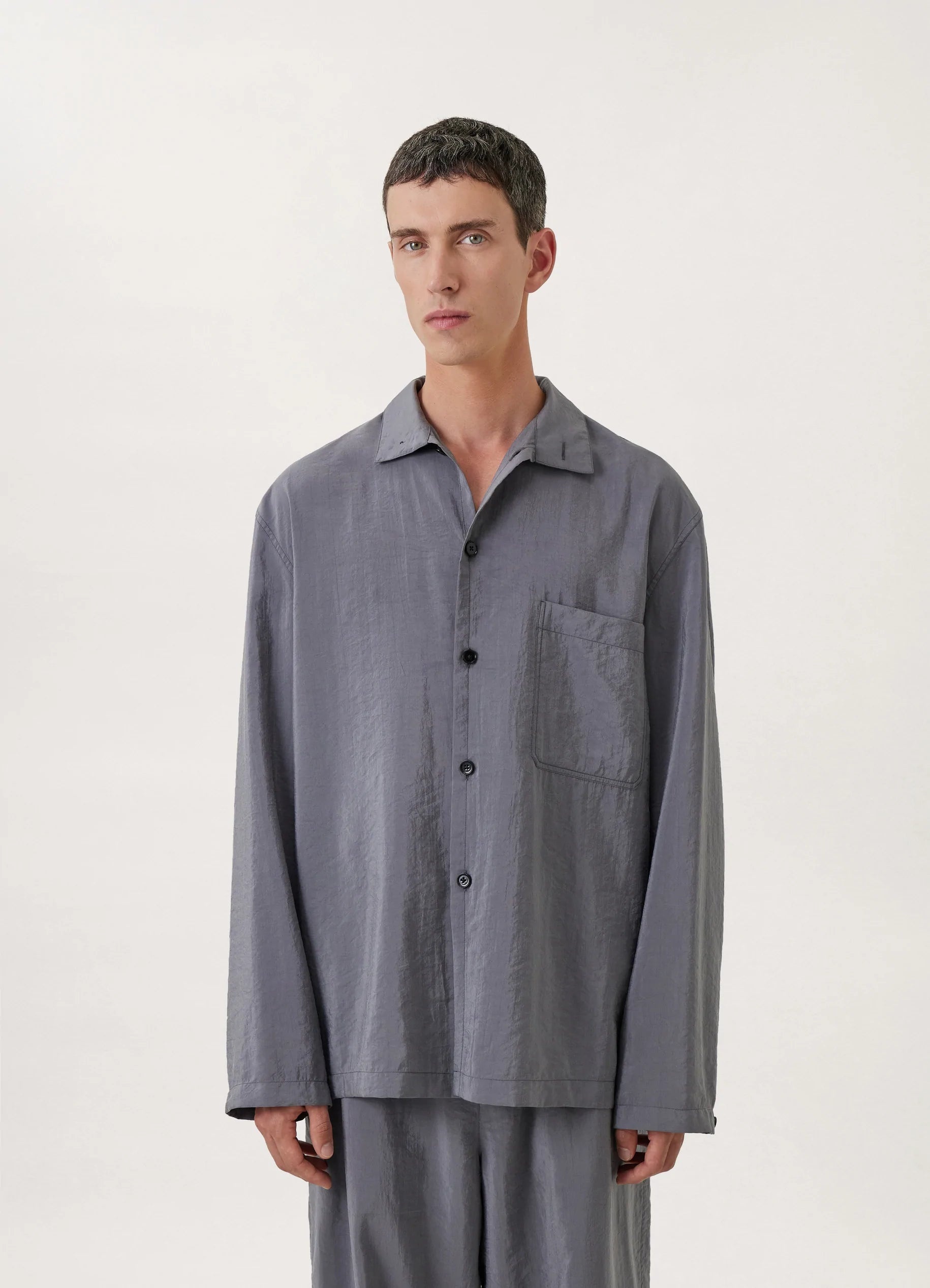 Lemaire STAND COLLAR SHIRT DRY SILK | REVERSIBLE