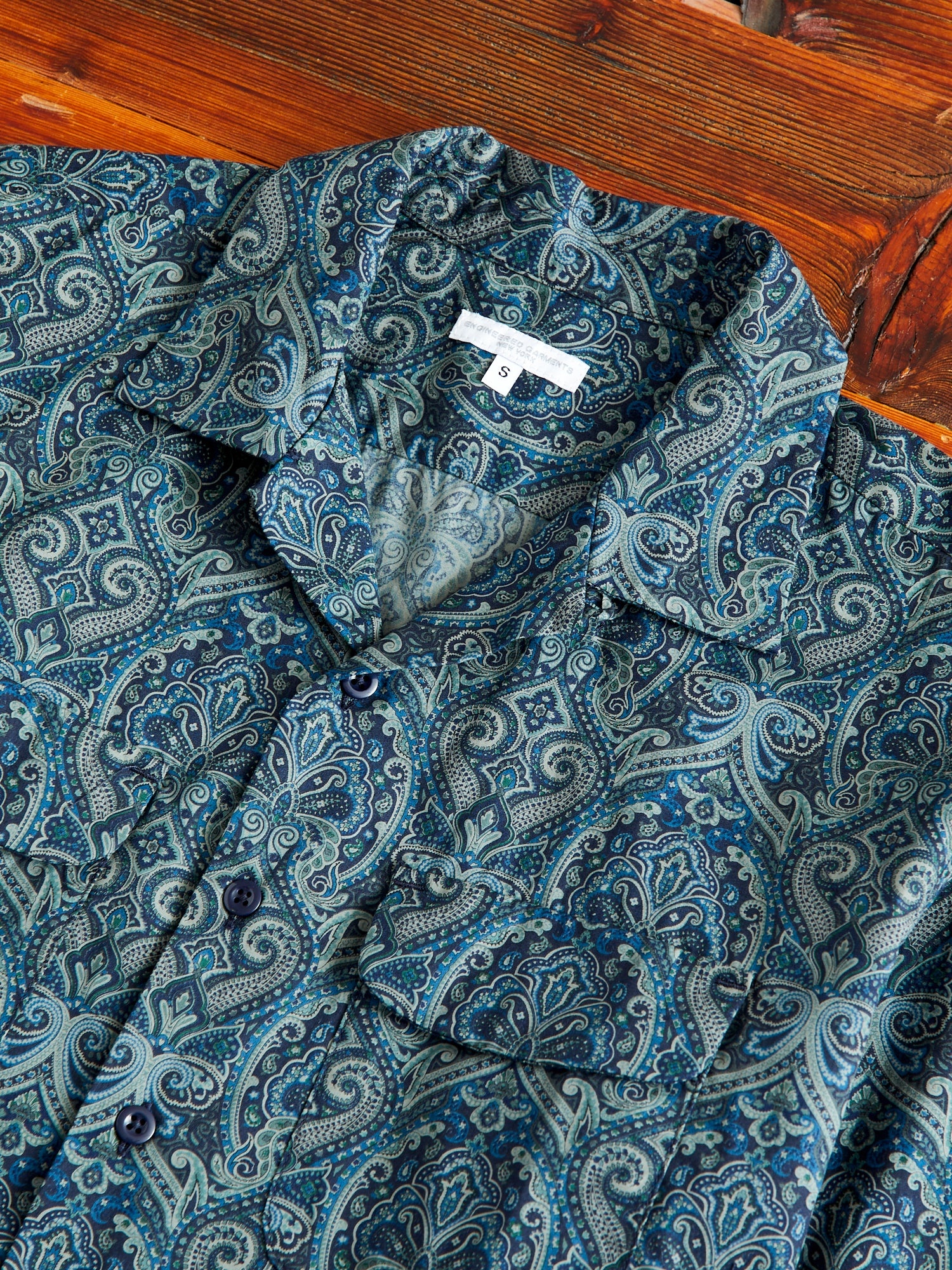 Classic Shirt in Navy Cotton Paisley Print - 3