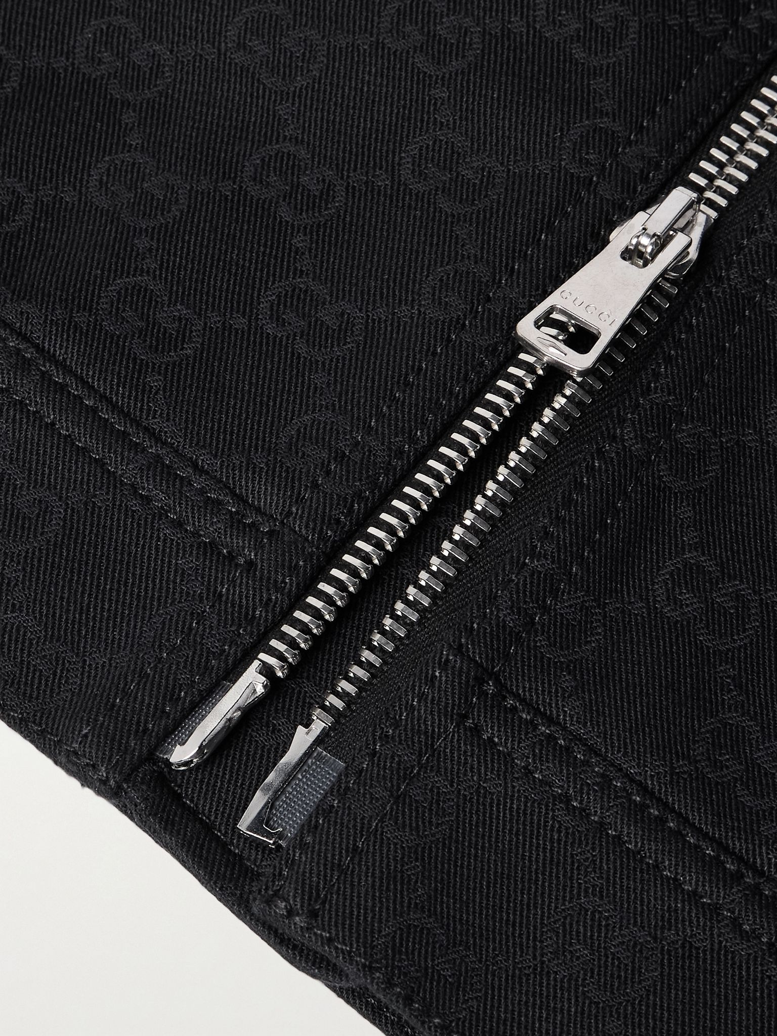 Monogrammed Denim-Jacquard Hooded Jacket Black - 6