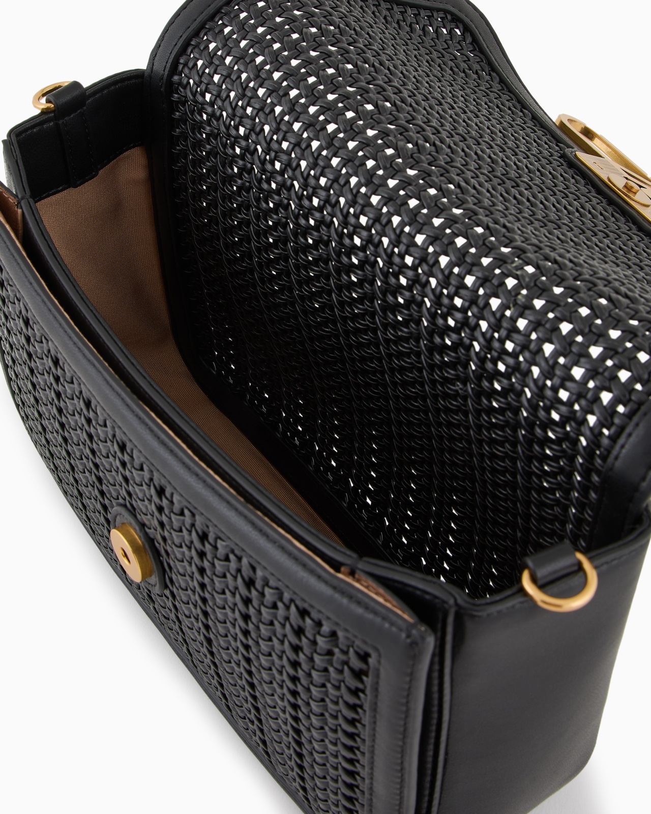 INTERWOVEN SHOULDER BAG WITH METAL EAGLE LOGO - 4