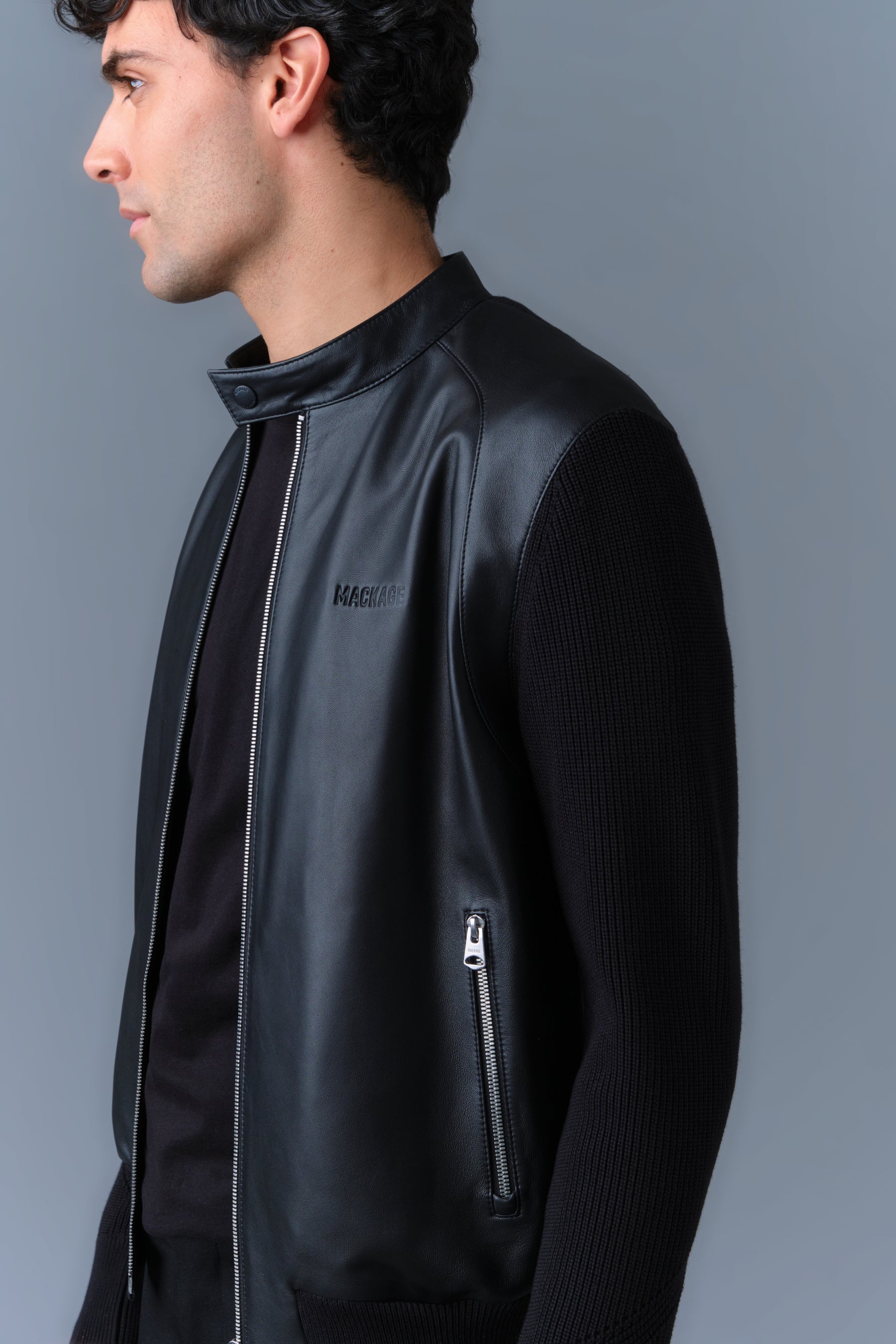 DOMINIC Knit Mixed-Media Jacket - 5