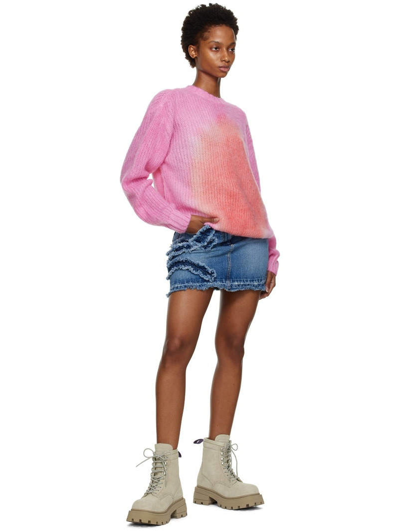MSGM Blue Frayed Denim Miniskirt outlook