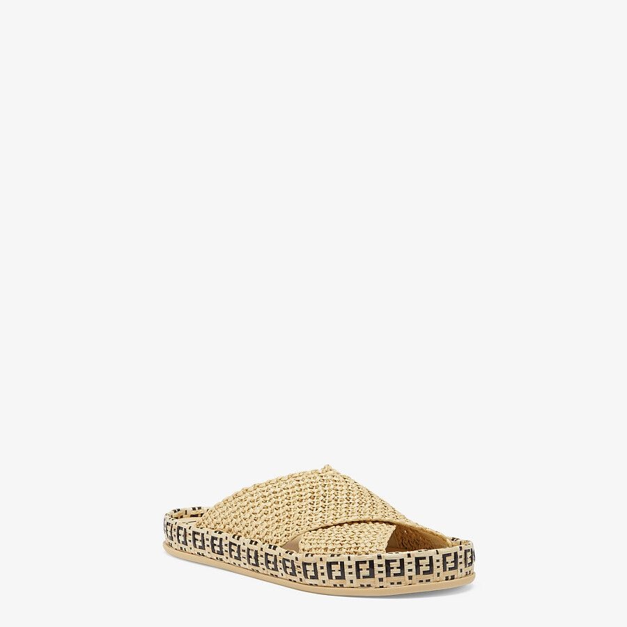 Beige raffia flats - 2