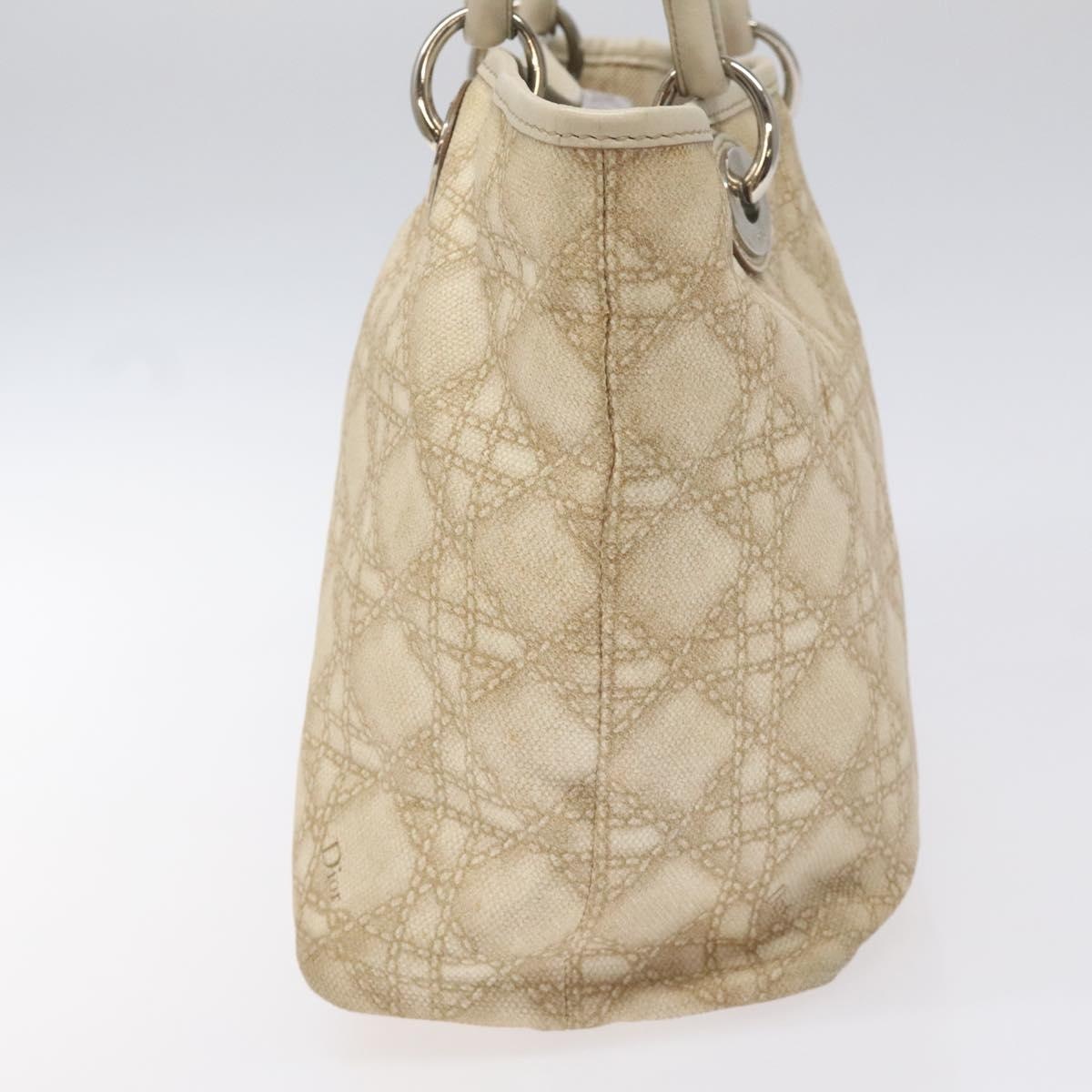 DIOR Canage Hand Bag Coated Canvas Beige Silver - 4