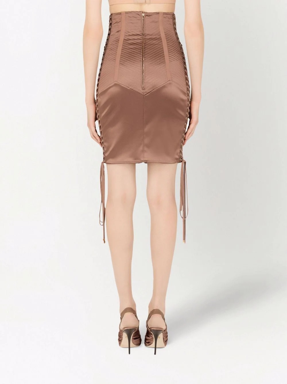 high-waisted lace-up skirt - 4