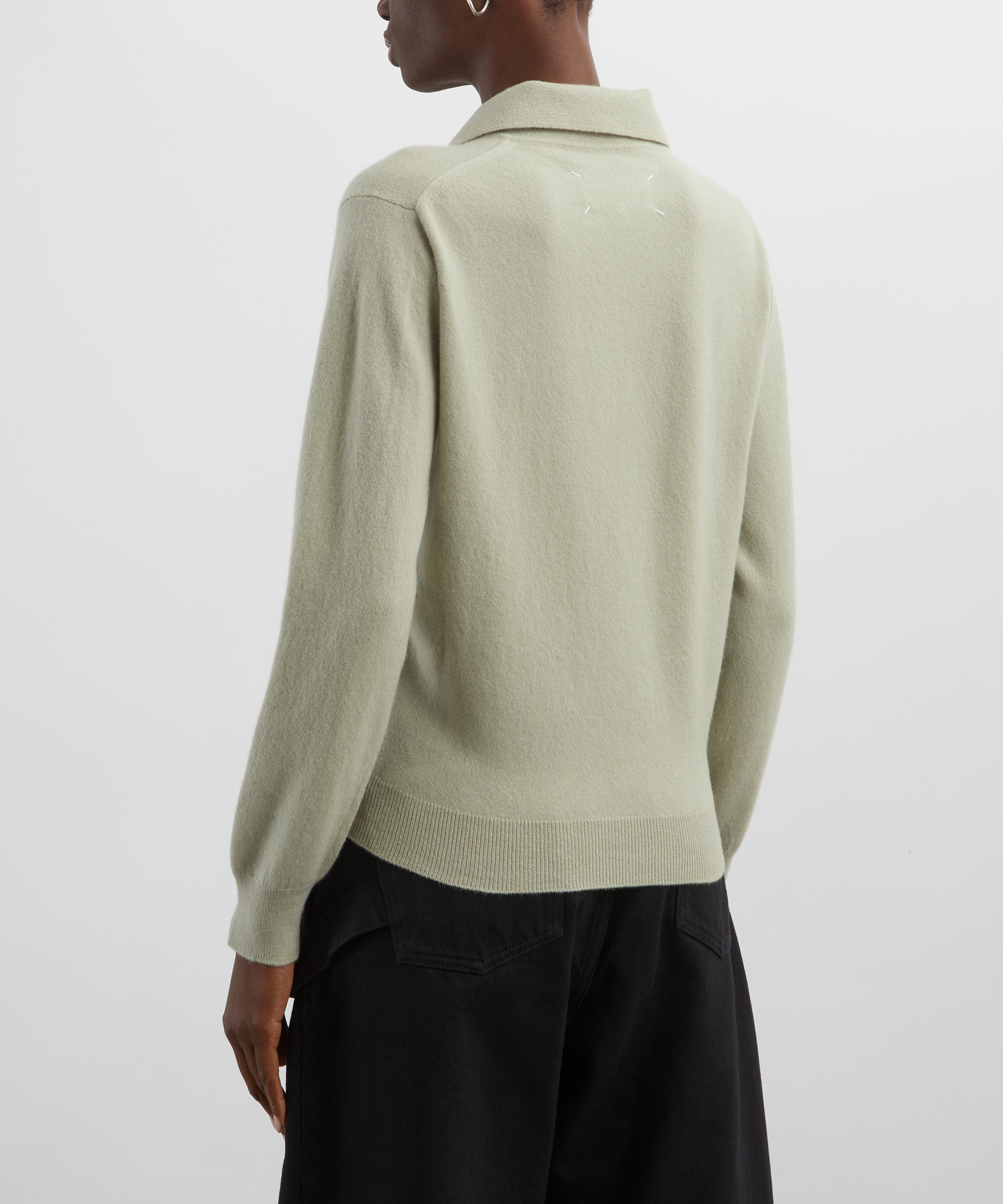 Pale Green Polo Knit Top - 4