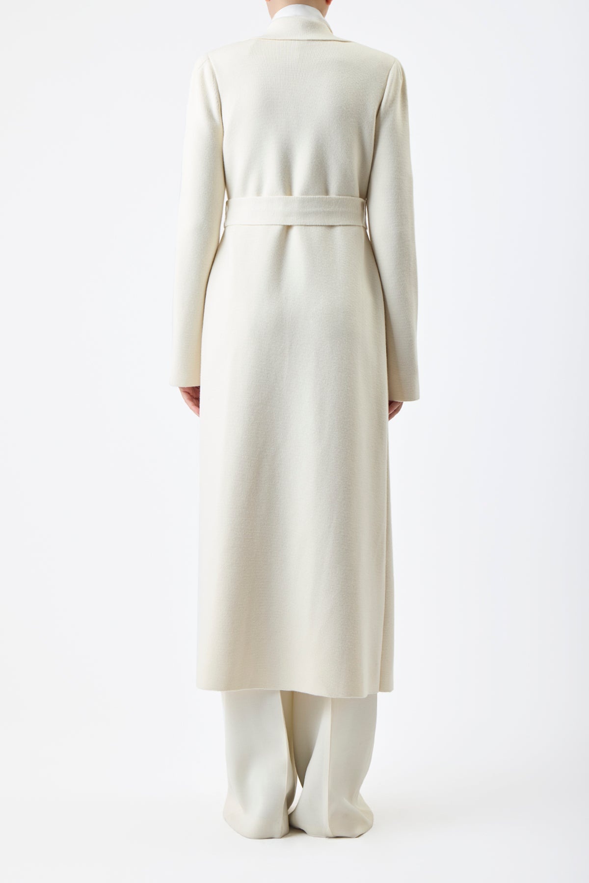Evan Trench Coat in Ivory Wool - 5