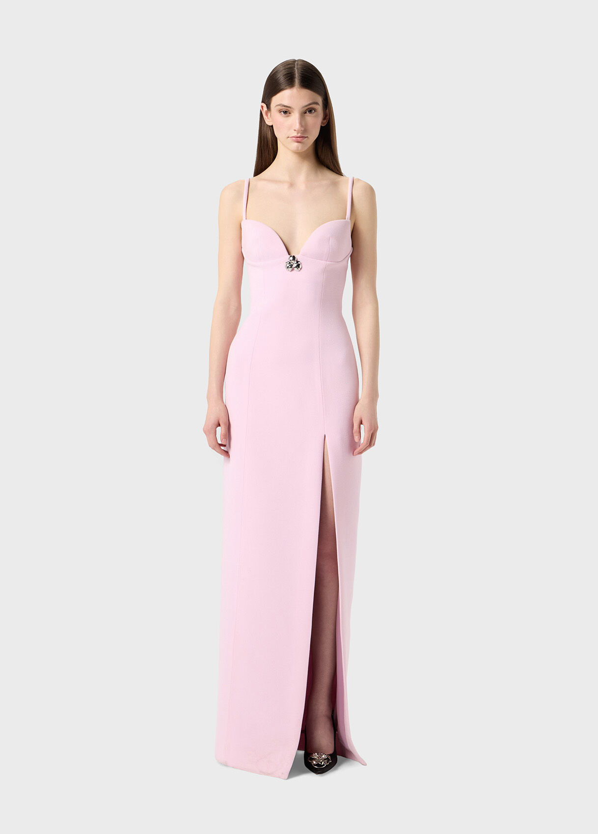 LONG CREPE DRESS WITH SLIT - 2