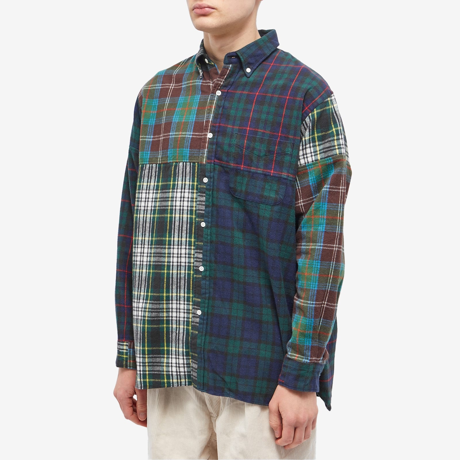 END. x Beams Plus 'Ivy League' Button Down Flannel Check Panel Shirt - 2