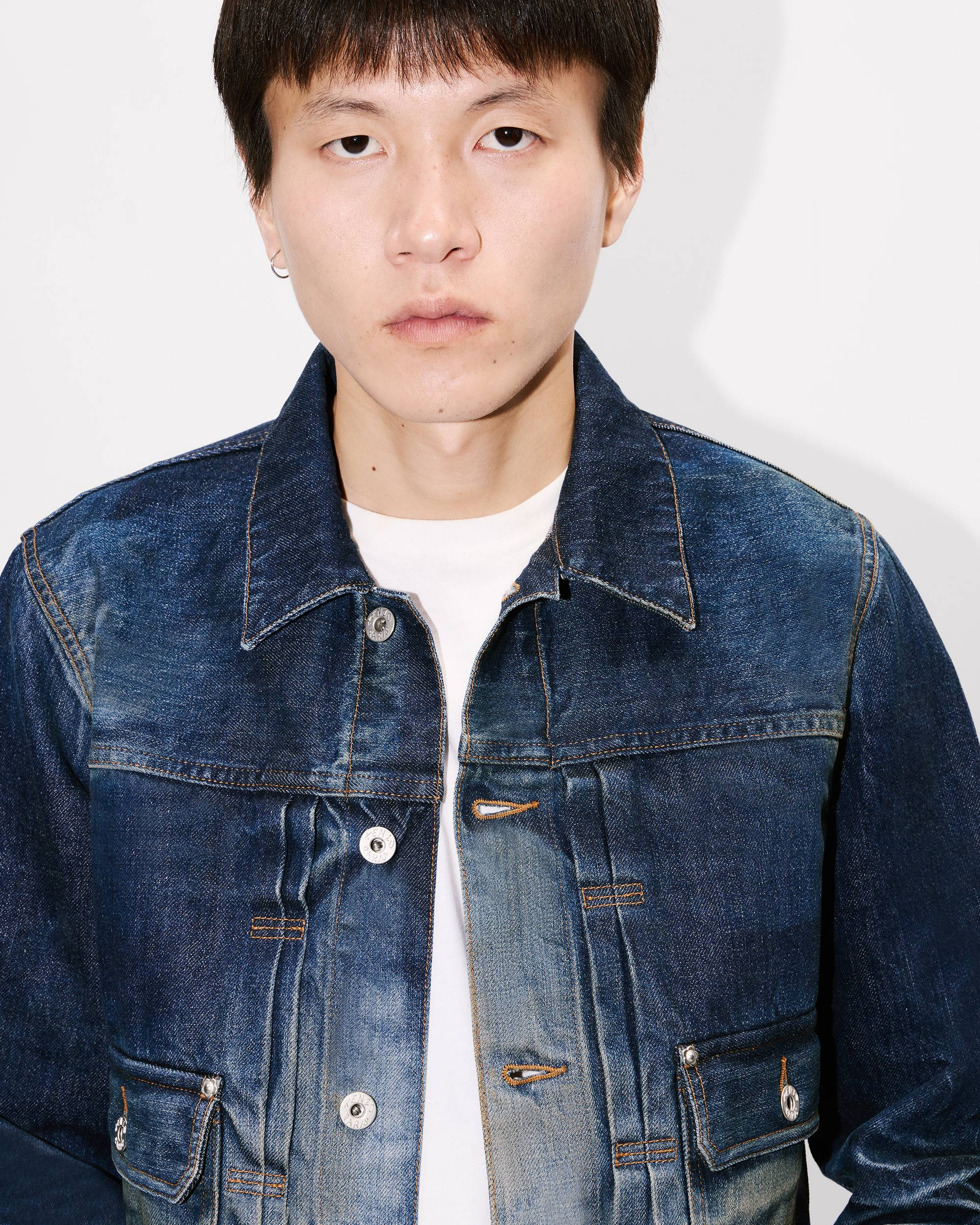 Slim pleated trucker in jacket in Japanese denim - 6