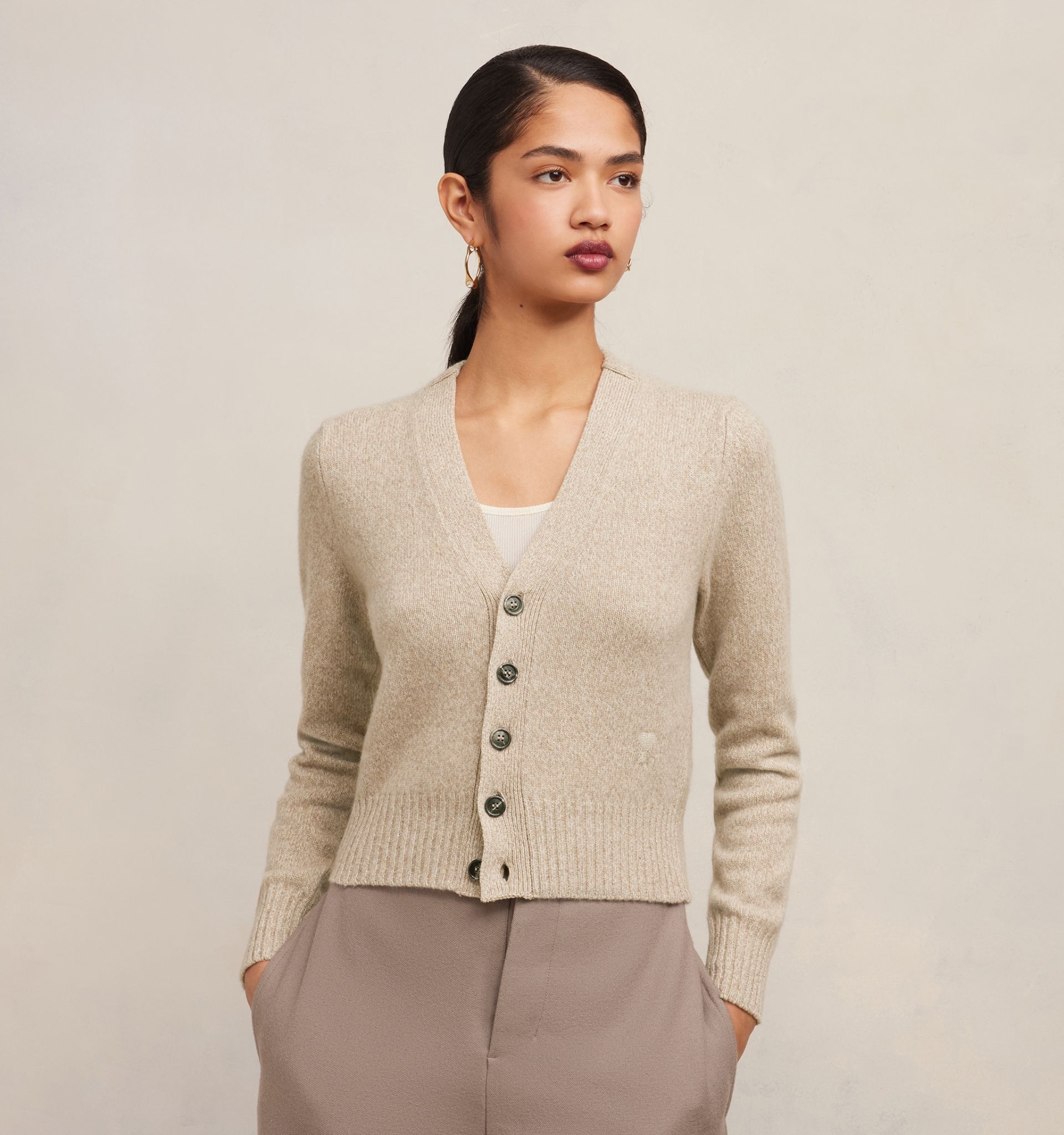 AMI Paris Tonal Ami De Coeur Cardigan | REVERSIBLE