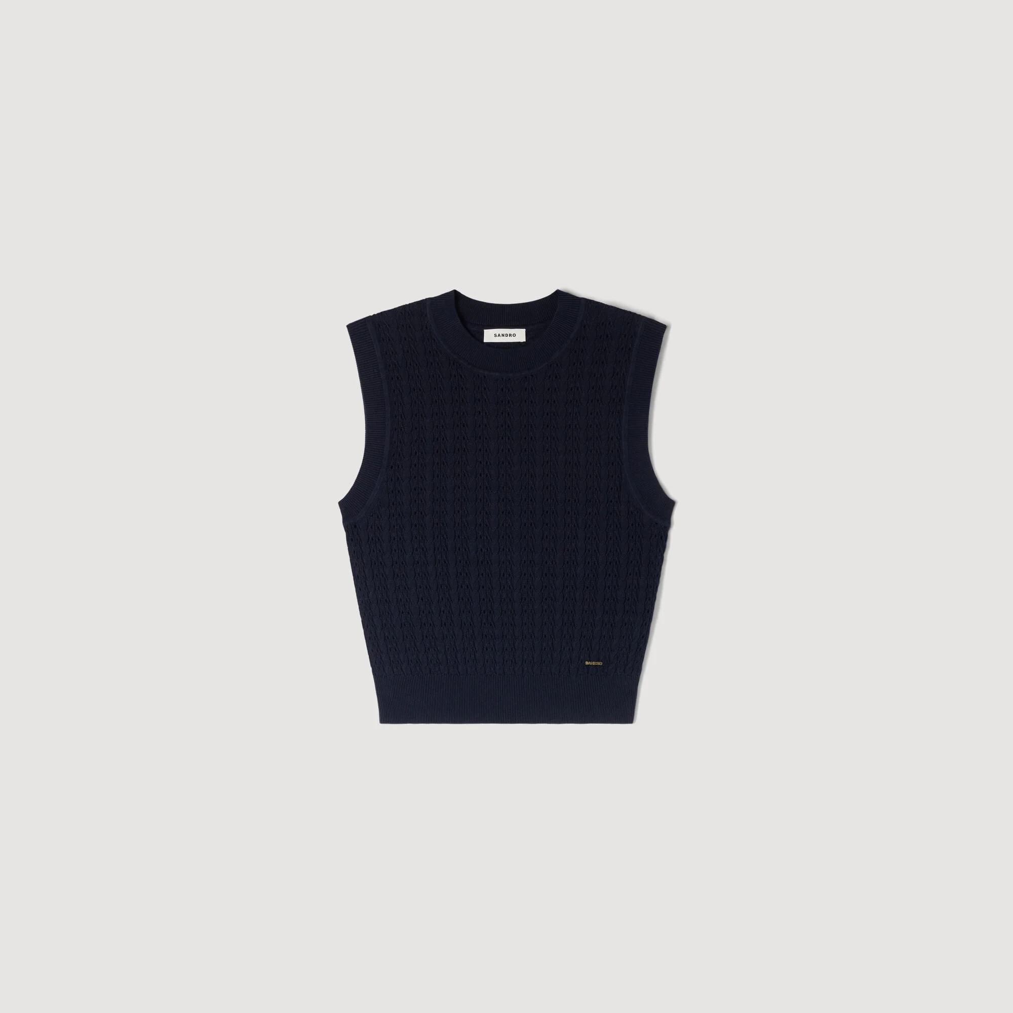 TEXTURED CROPPED KNIT SWEATER - 1