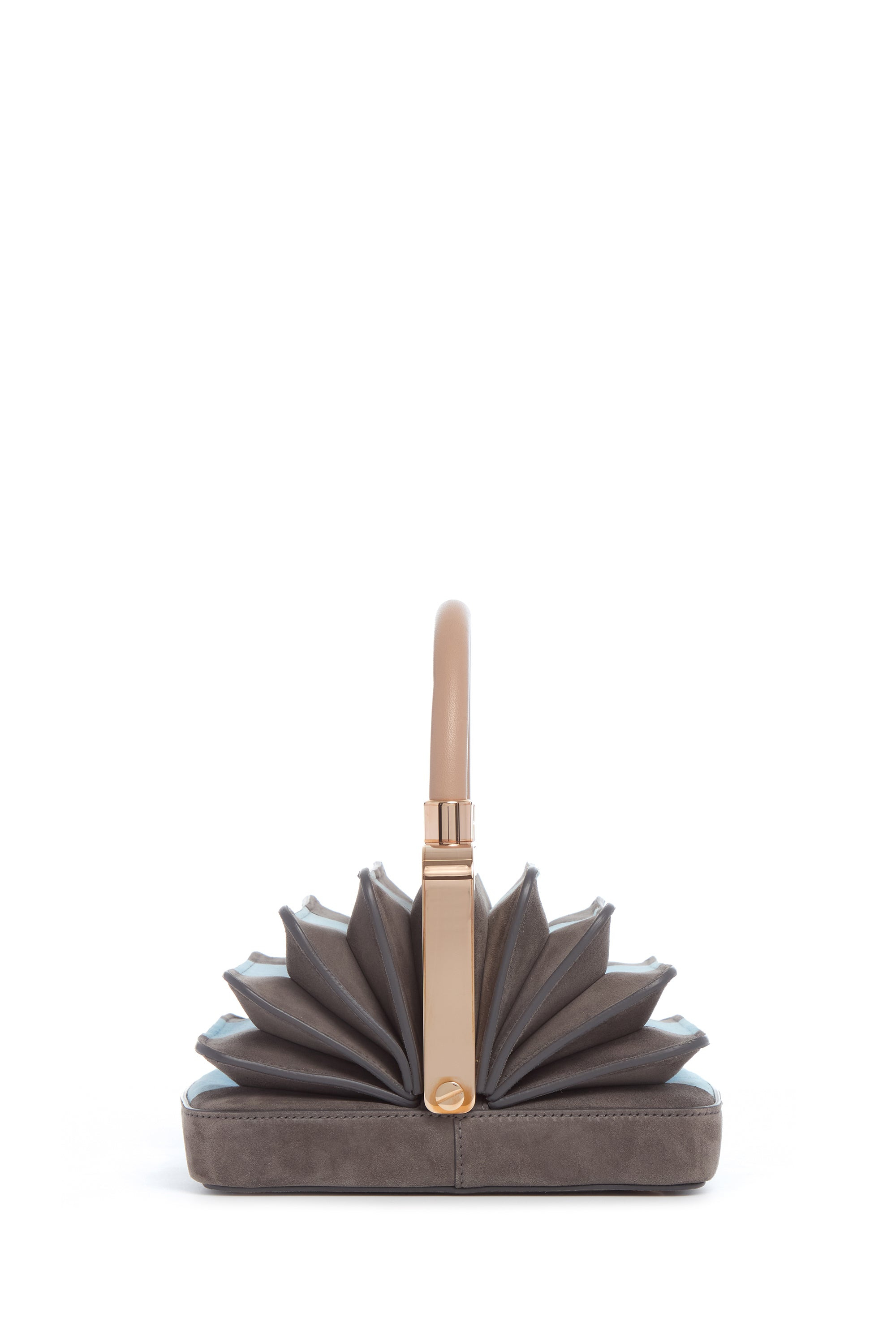 Diana Bag in Grey & Light Blue Suede with Nude Nappa Leather Handle - 3
