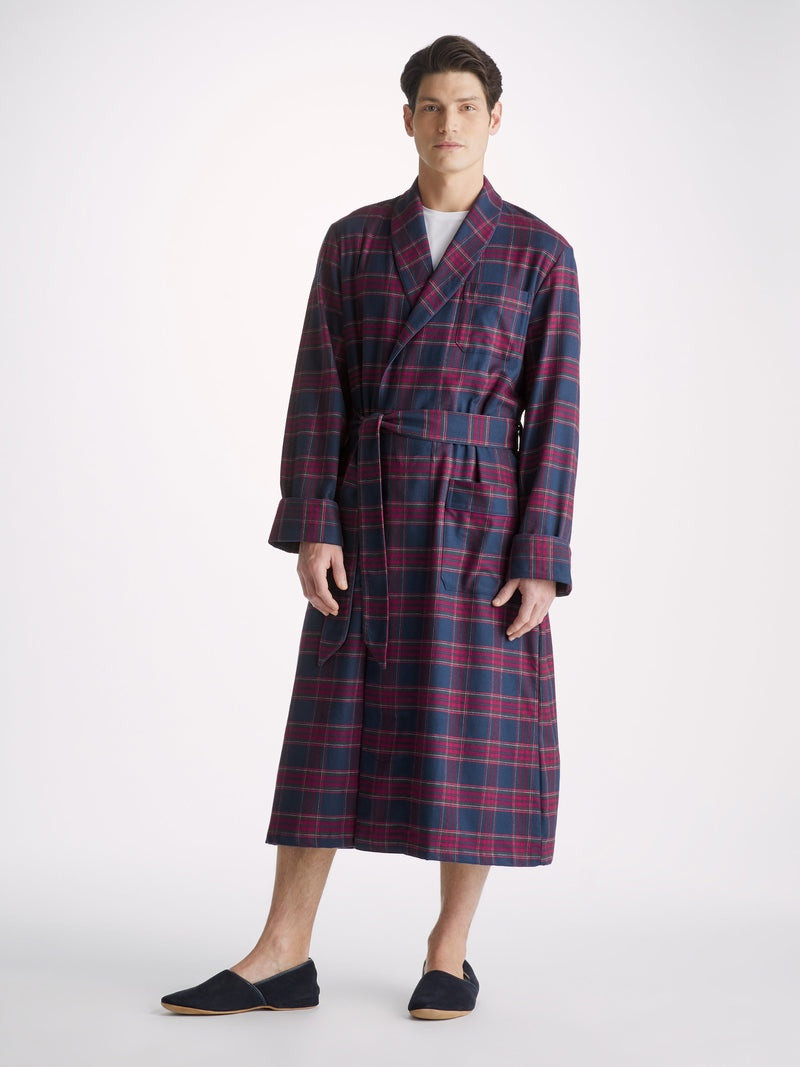 Derek Rose Men's Dressing Gown Kelburn 36 Brushed Cotton Multi outlook