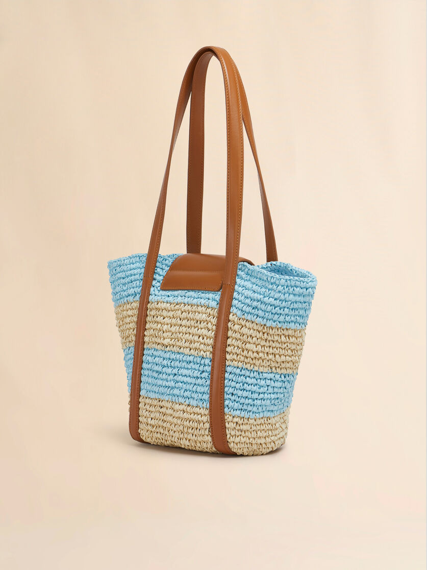 SMALL BLUE STRIPE RAFFIA-EFFECT TRUNKAROO BEACH BAG - 3