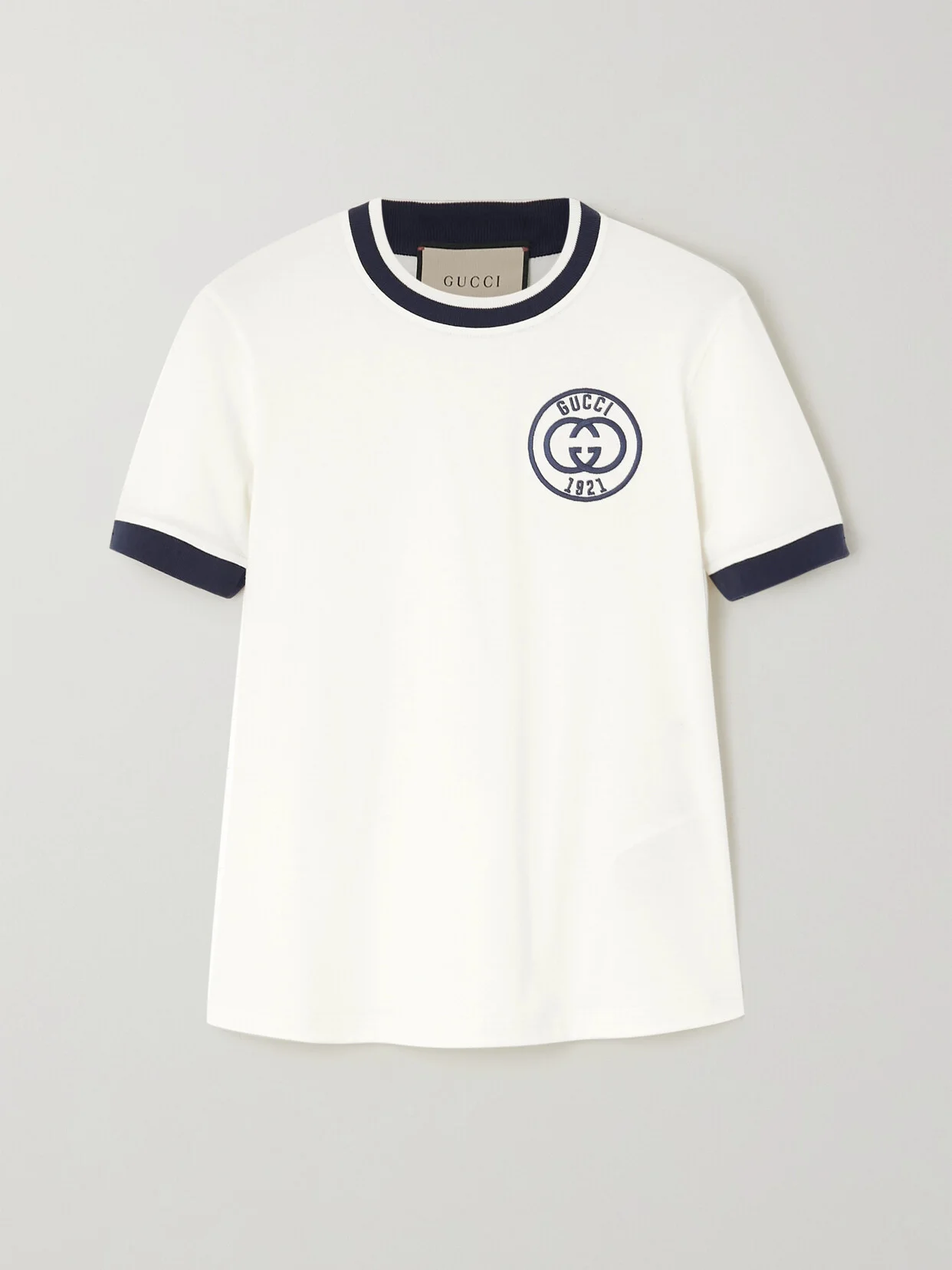 Embroidered Cotton-jersey T-shirt - 1