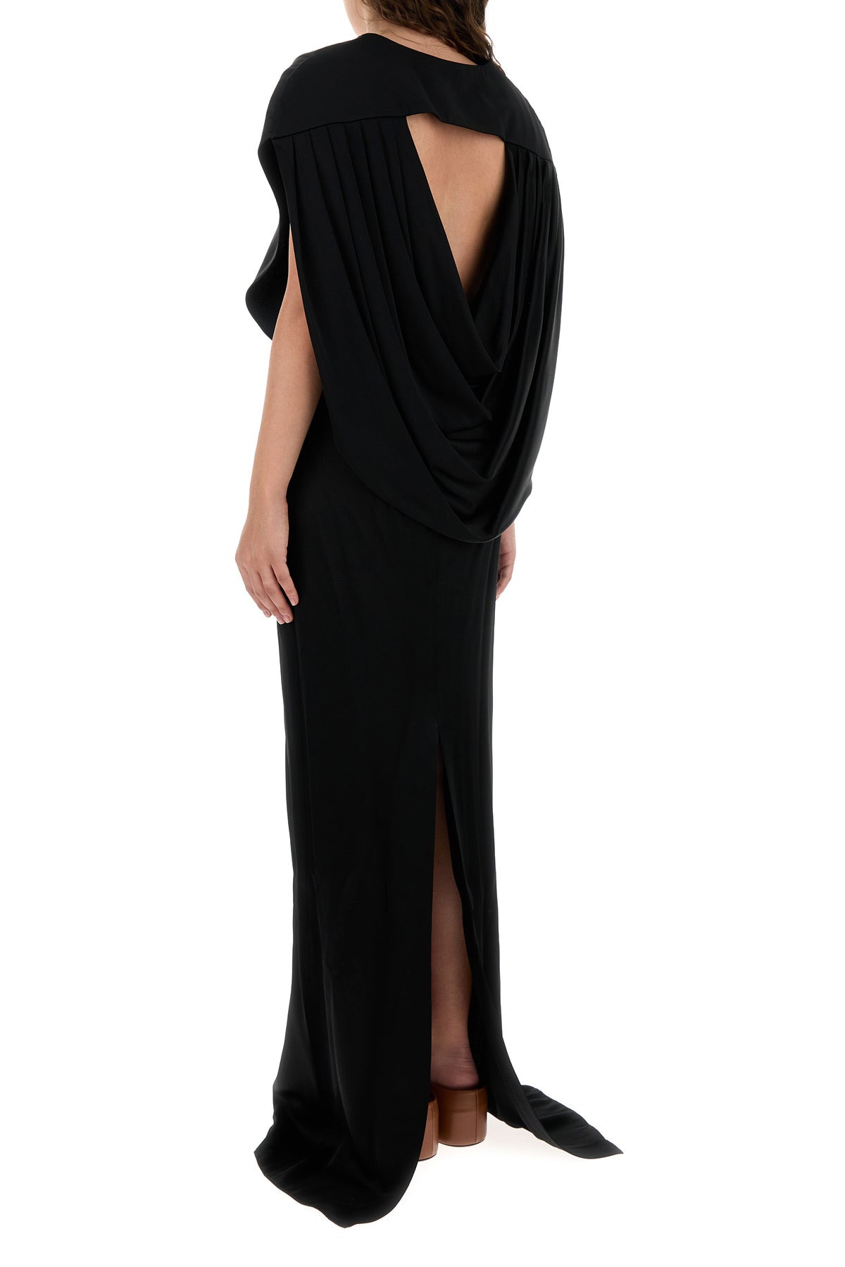 Black satin long dress - 4