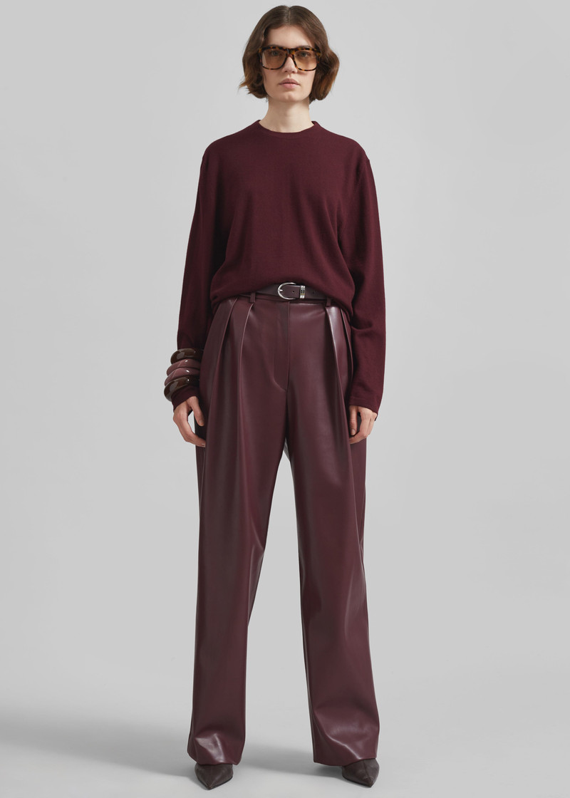 Ora Leather Belt - Plum/Silver 9