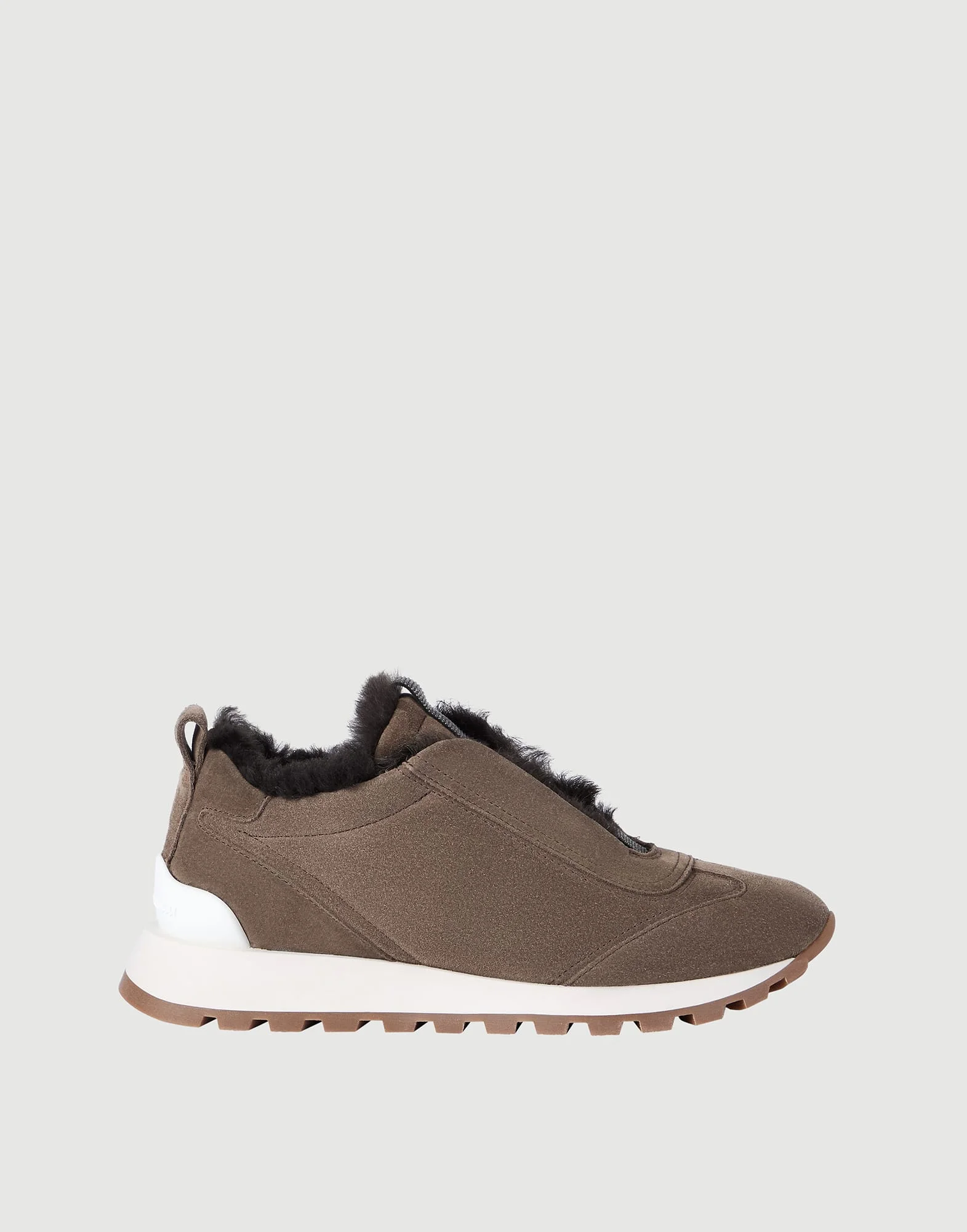 Suede runners with shearling lining and precious detail - 1