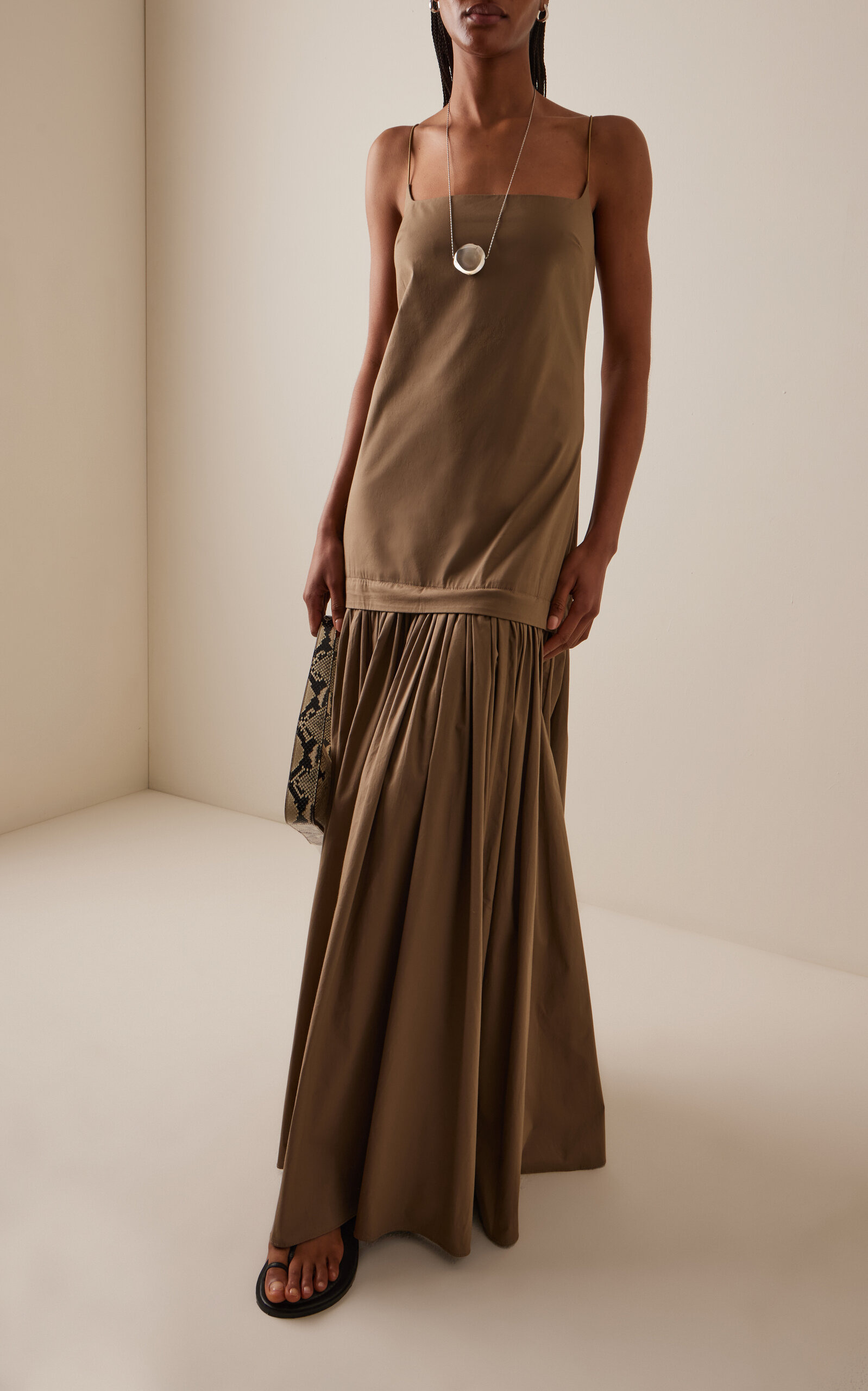 Ari Stretch-Cotton Maxi Dress taupe - 2