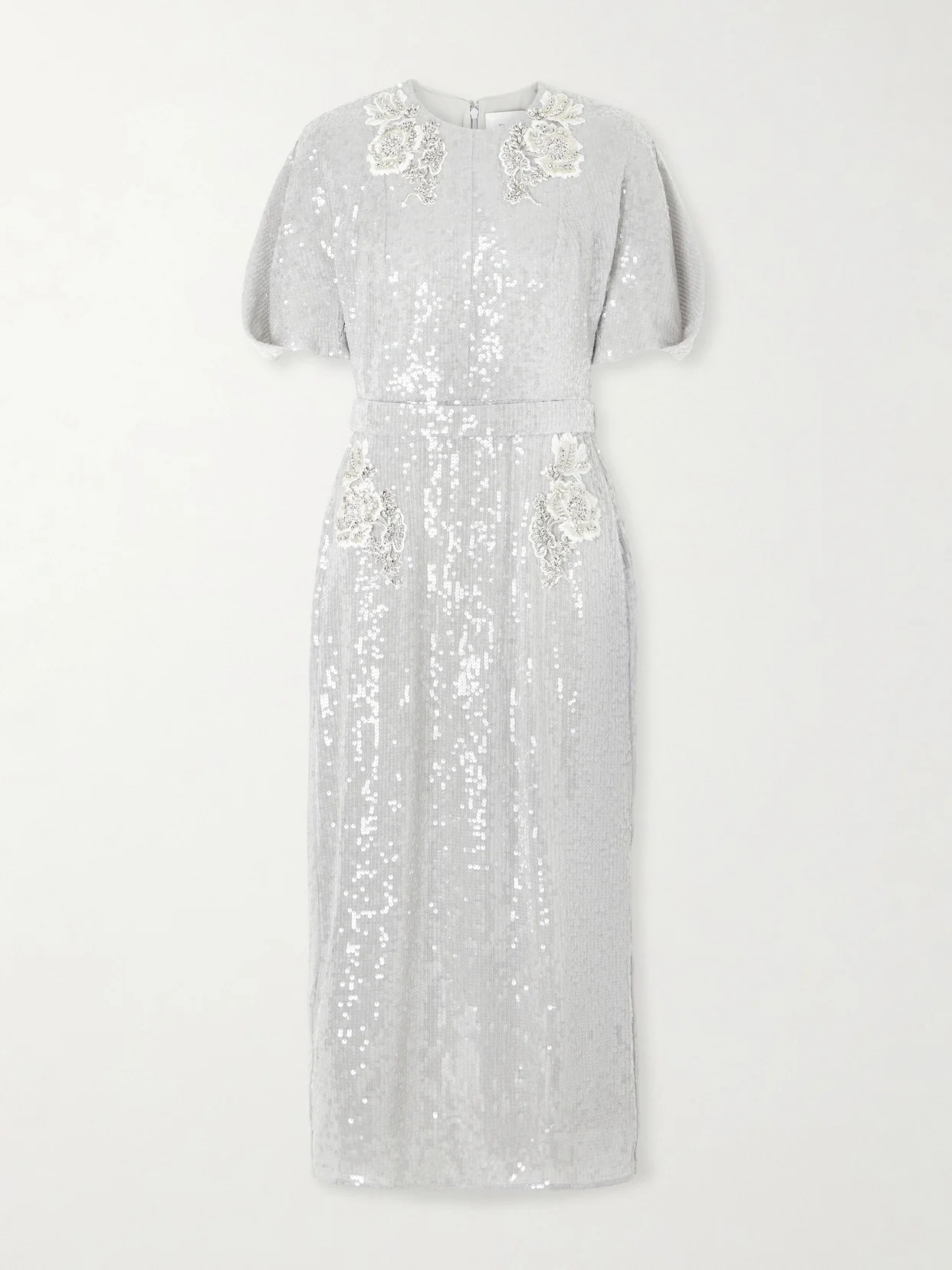 Embellished Sequined Chiffon Midi Dress - 1