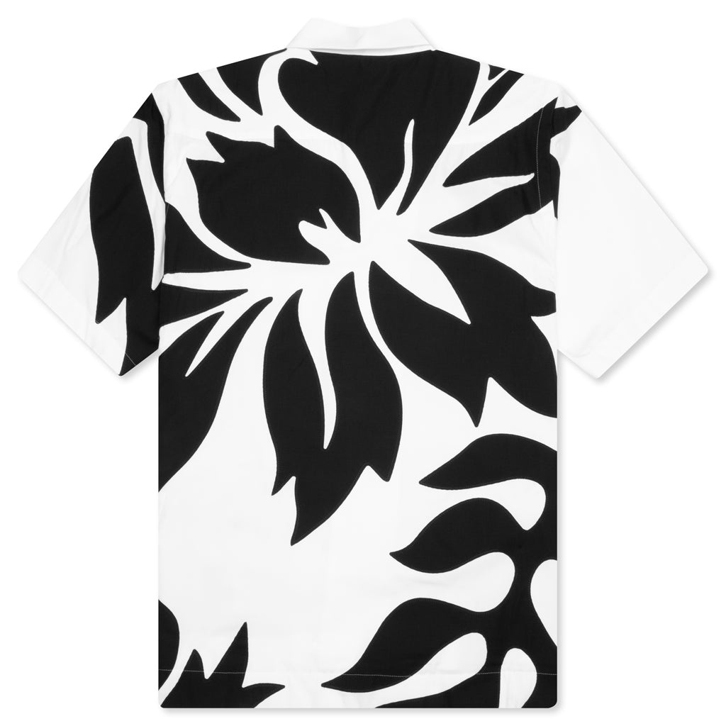 FLORAL EMBROIDERED PATCH POPLIN SHIRT - OFF WHITE/BLACK - 2
