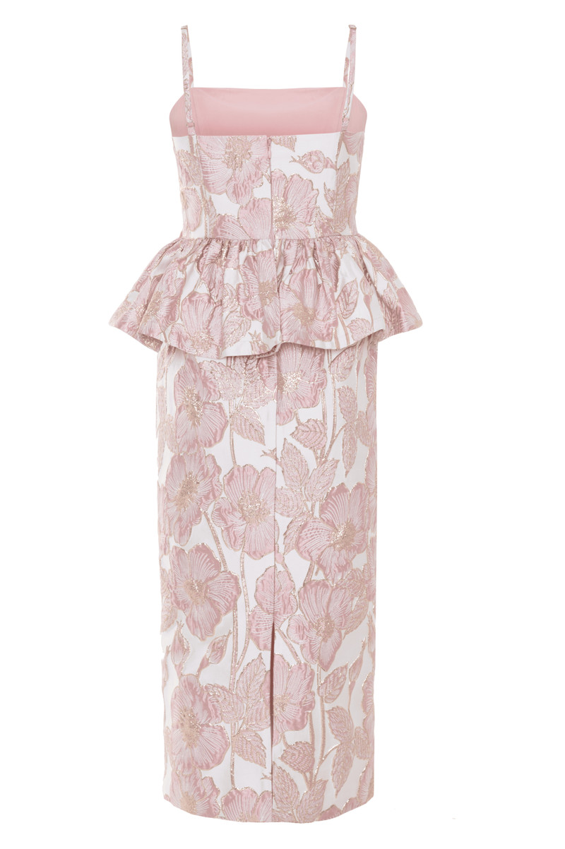 PETAL JACQUARD PEPLUM MIDI DRESS 5