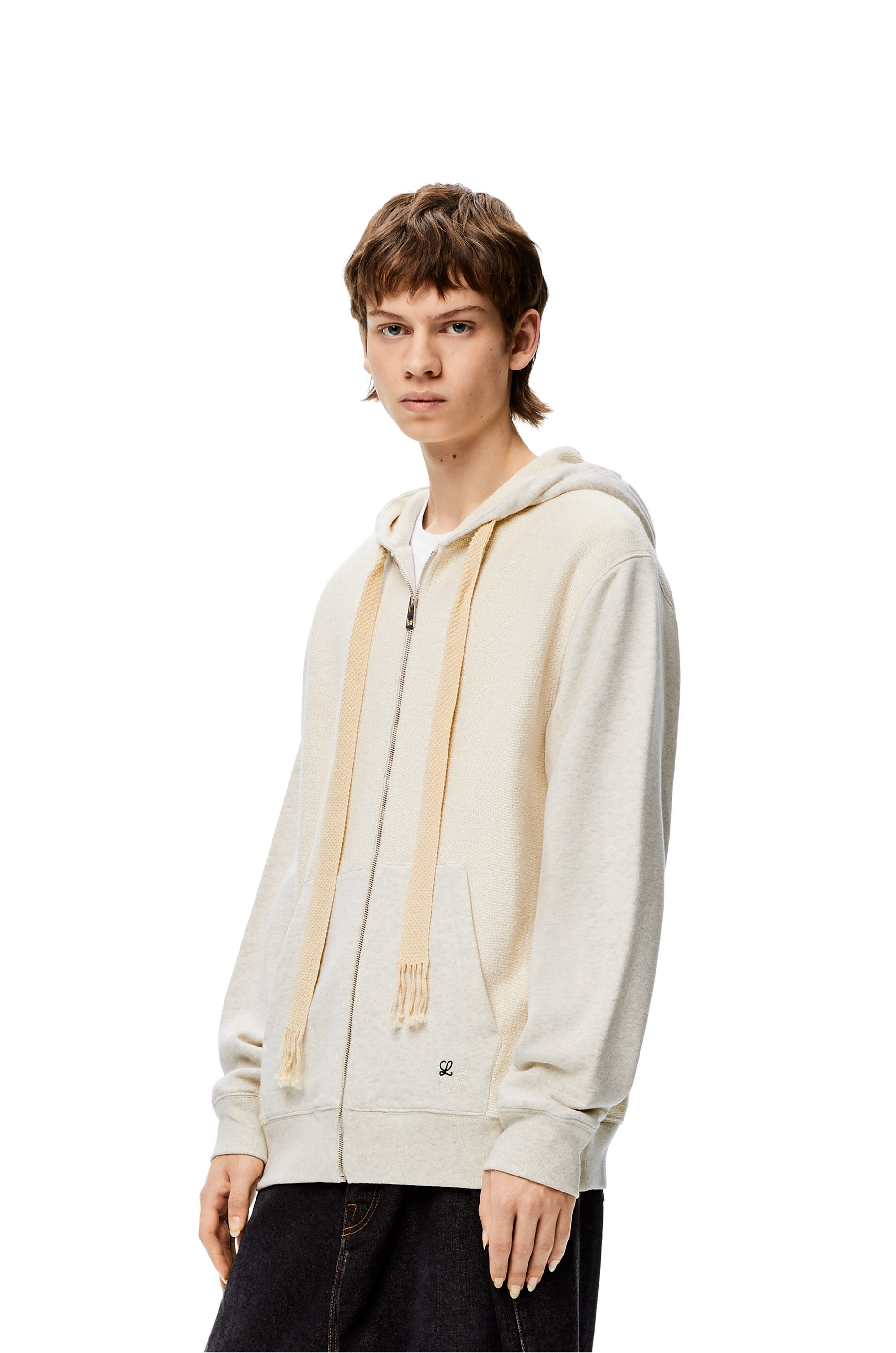 Two tone Anagram zipped hoodie in cotton - 3