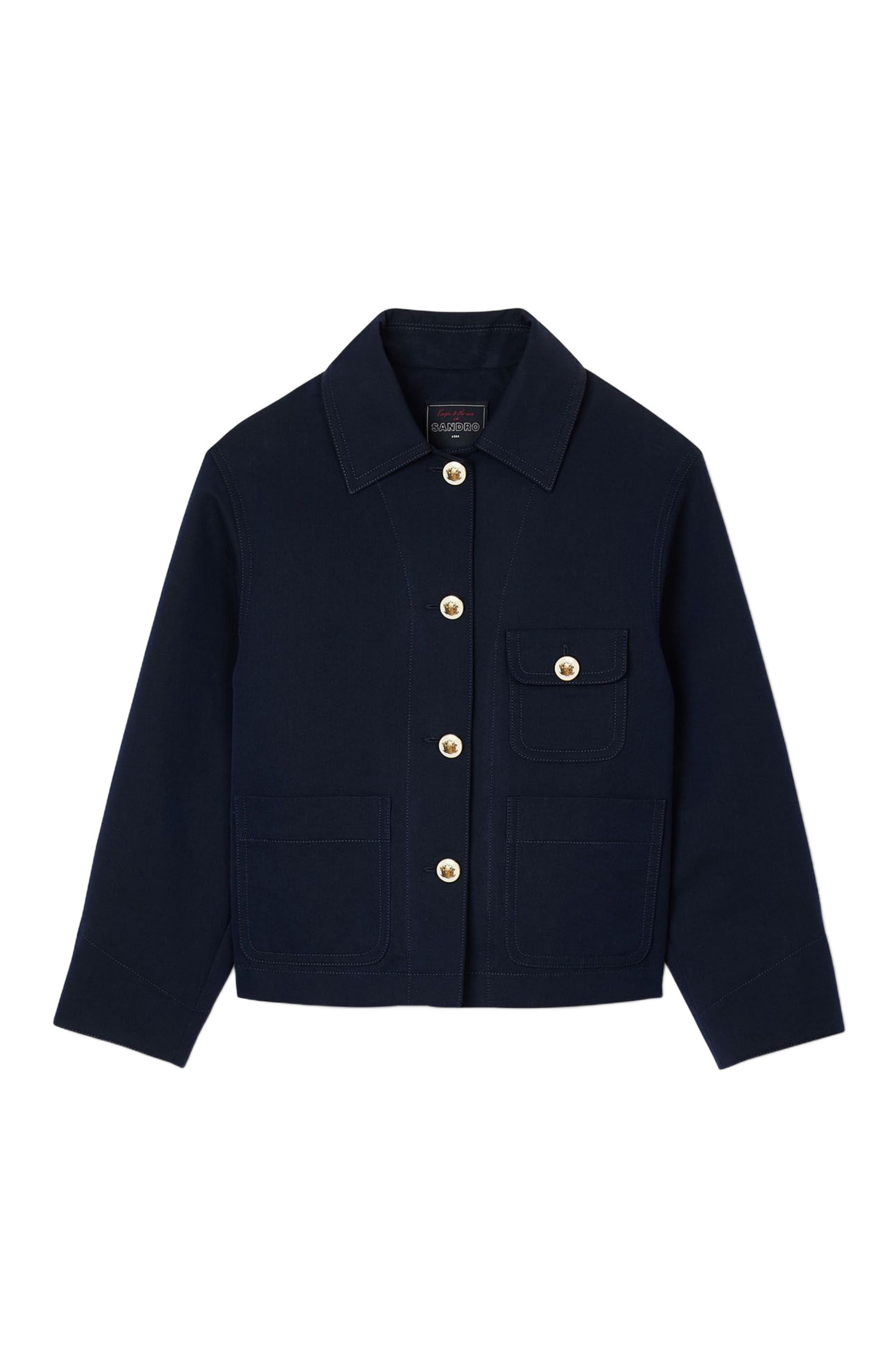 SANDRO Jacket with officer buttons in Navy Blue at Nordstrom - 5