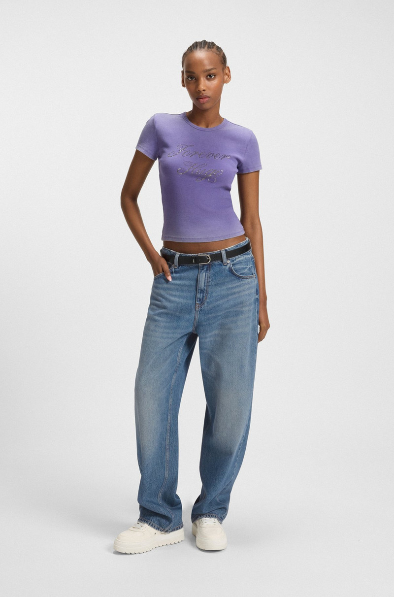 HUGO LOOSE-FIT JEANS IN BLUE DENIM WITH HAPPY HUGO LOGO outlook