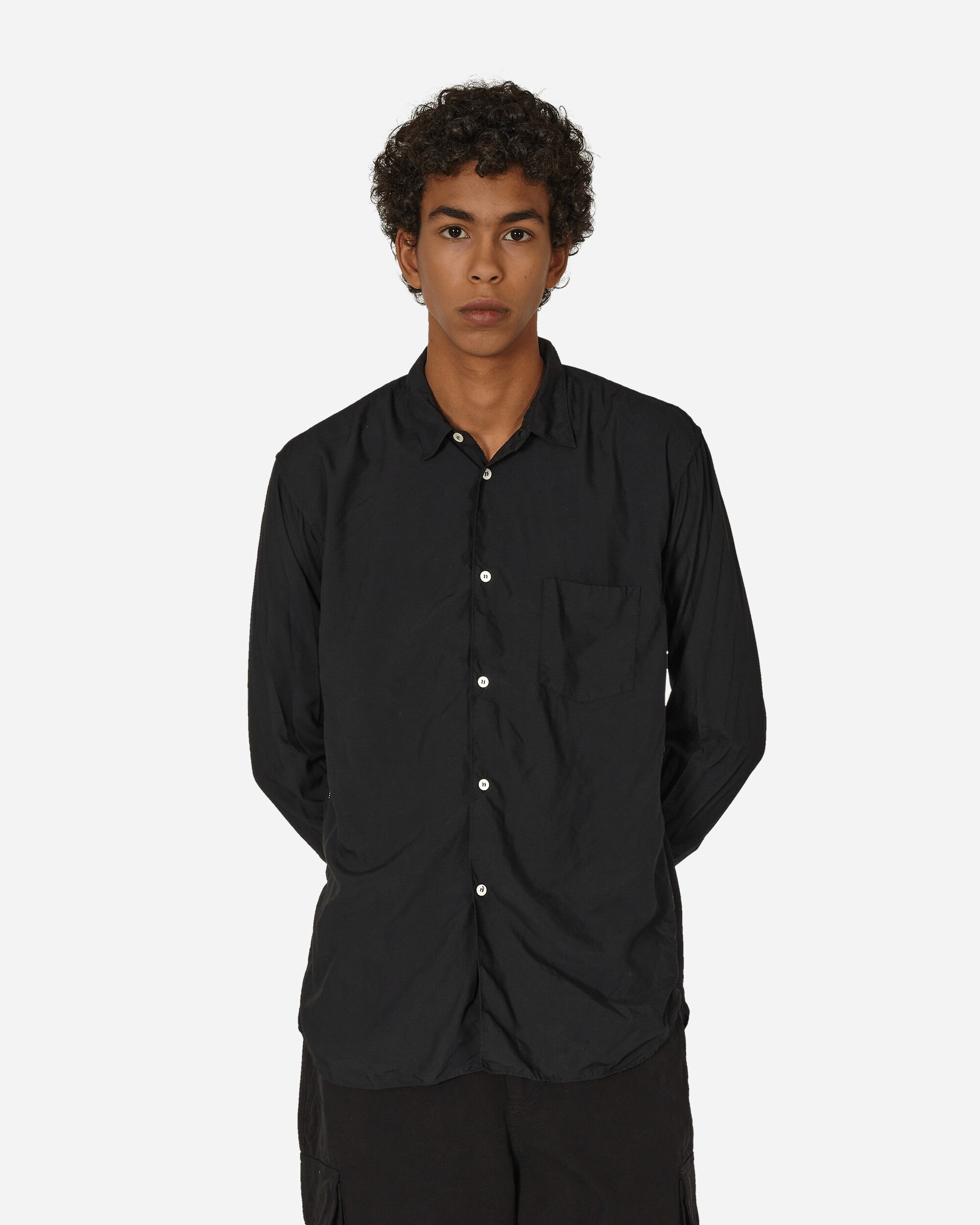 Zipped Longsleeve Shirt Black - 1