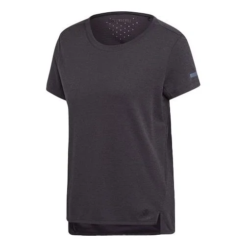 (WMNS) adidas Training Sports Round Neck Short Sleeve Metallic Black EI6380 - 1