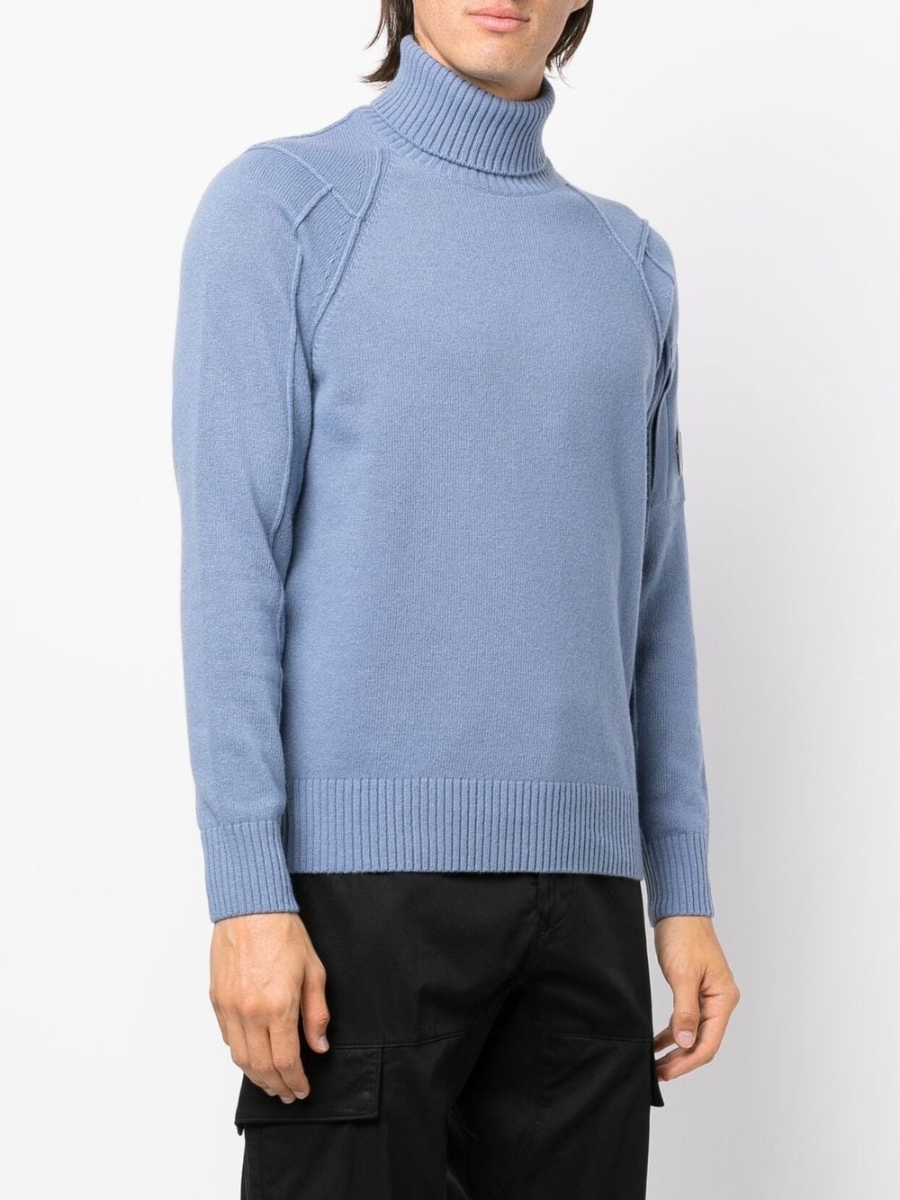 logo-plaque roll-neck jumper - 3