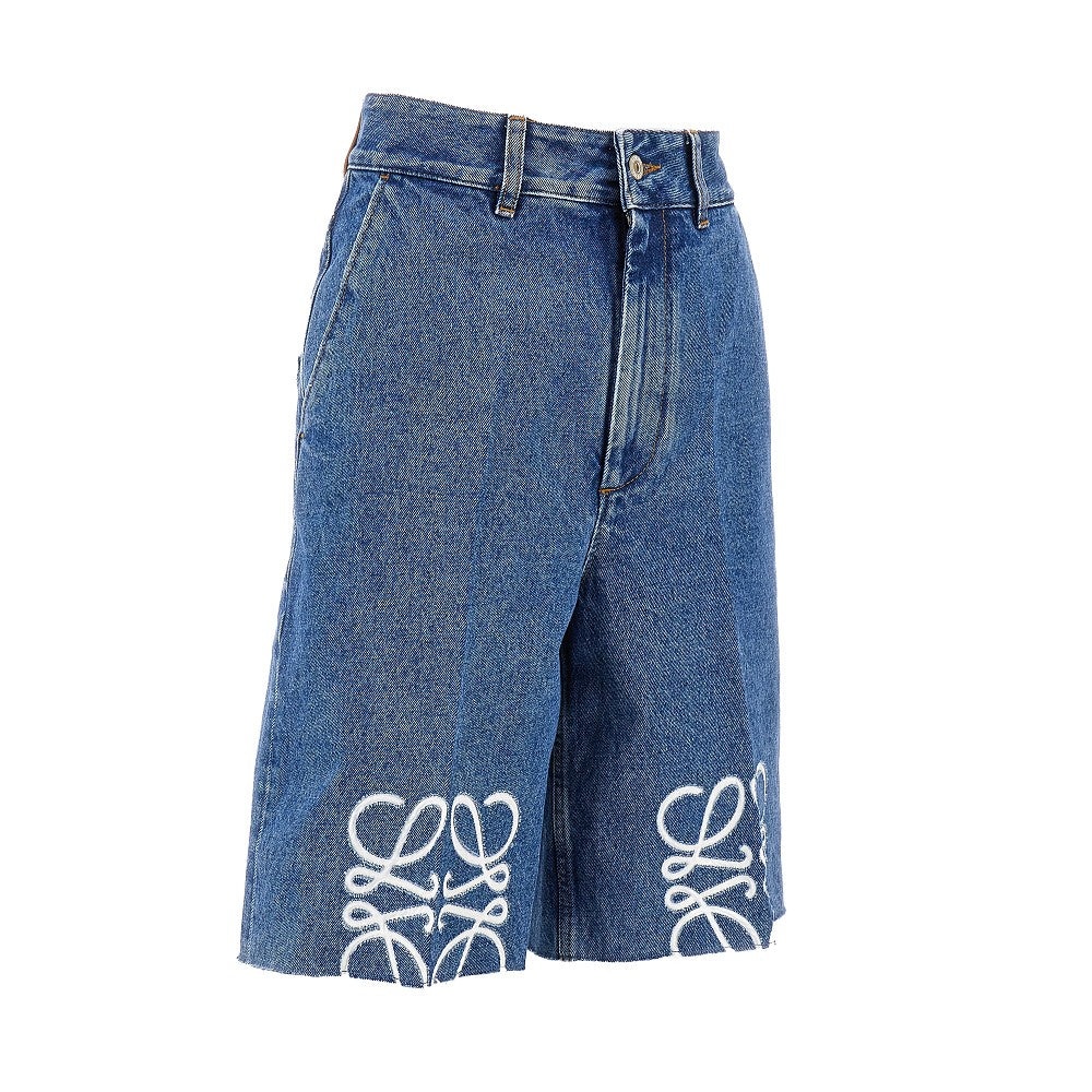 DENIM SHORTS WITH ANAGRAM INLAY - 4