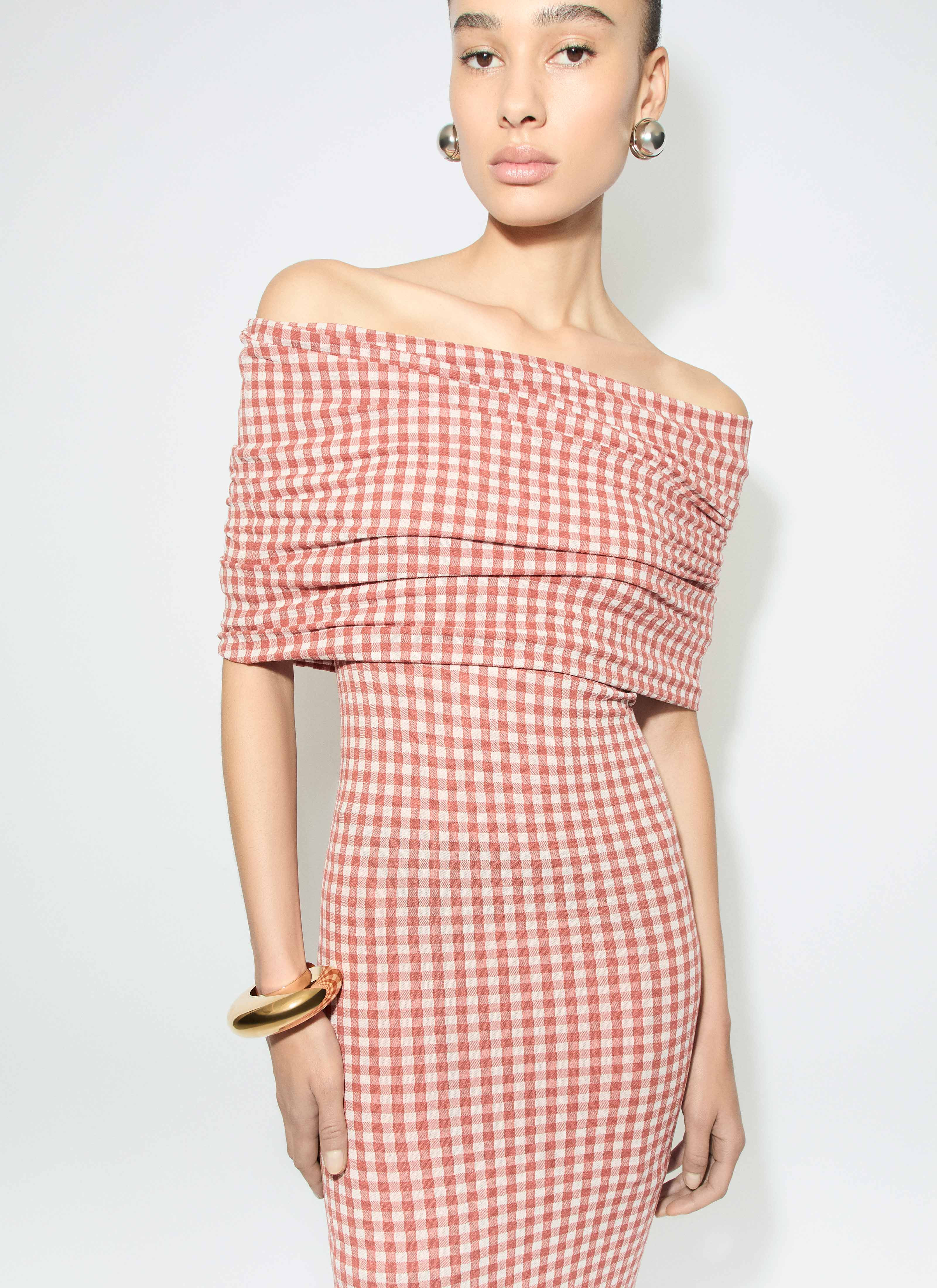 GINGHAM KNIT DRESS - 5