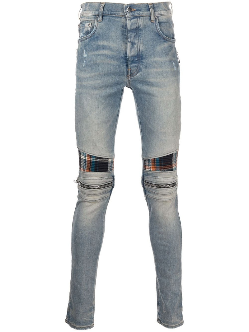 mid-rise contrasting-panel skinny jeans 1