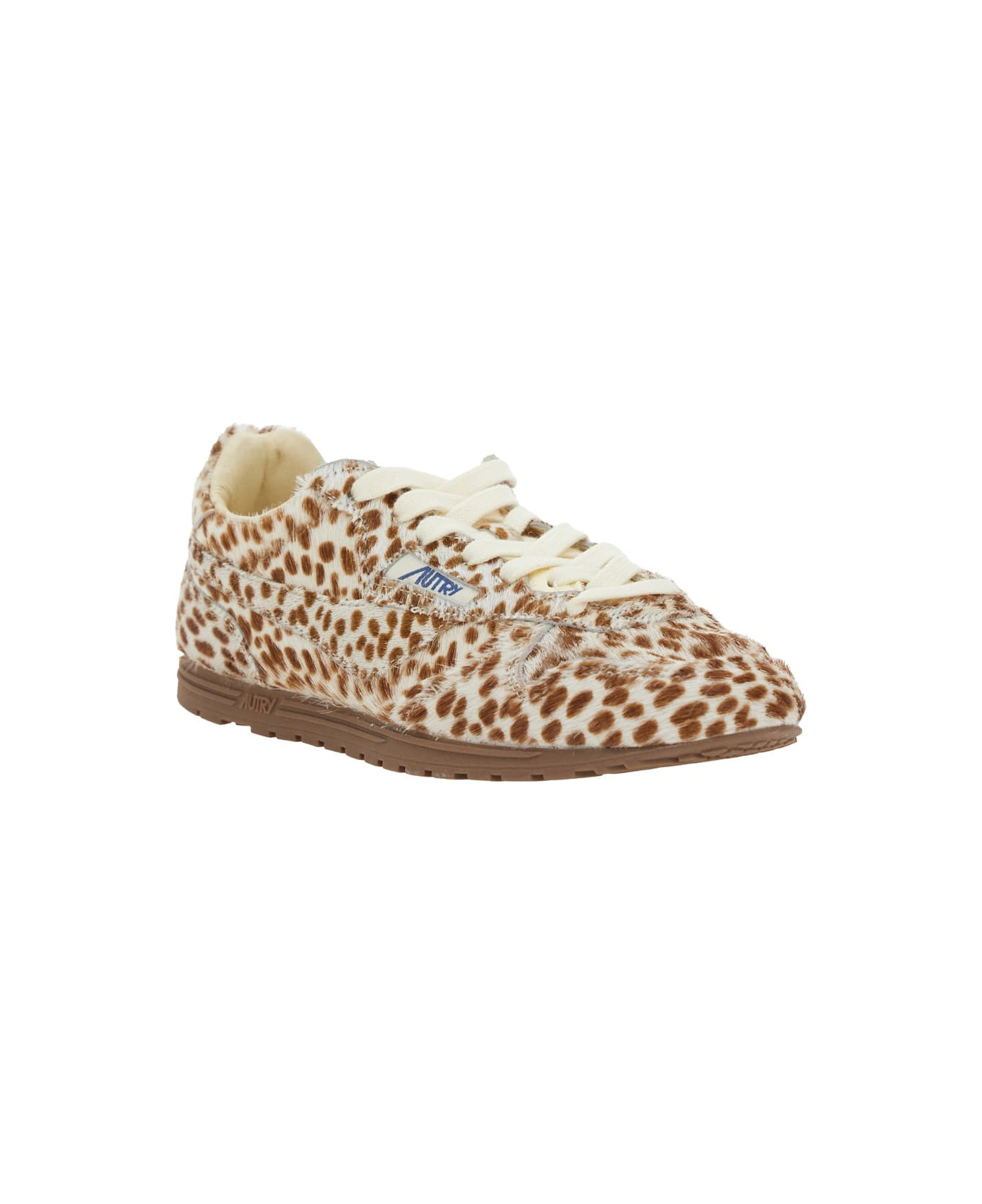 'windspin Low' Brown Sneaker With Logo On The Side And Animalier Motif In Suede Woman - 2
